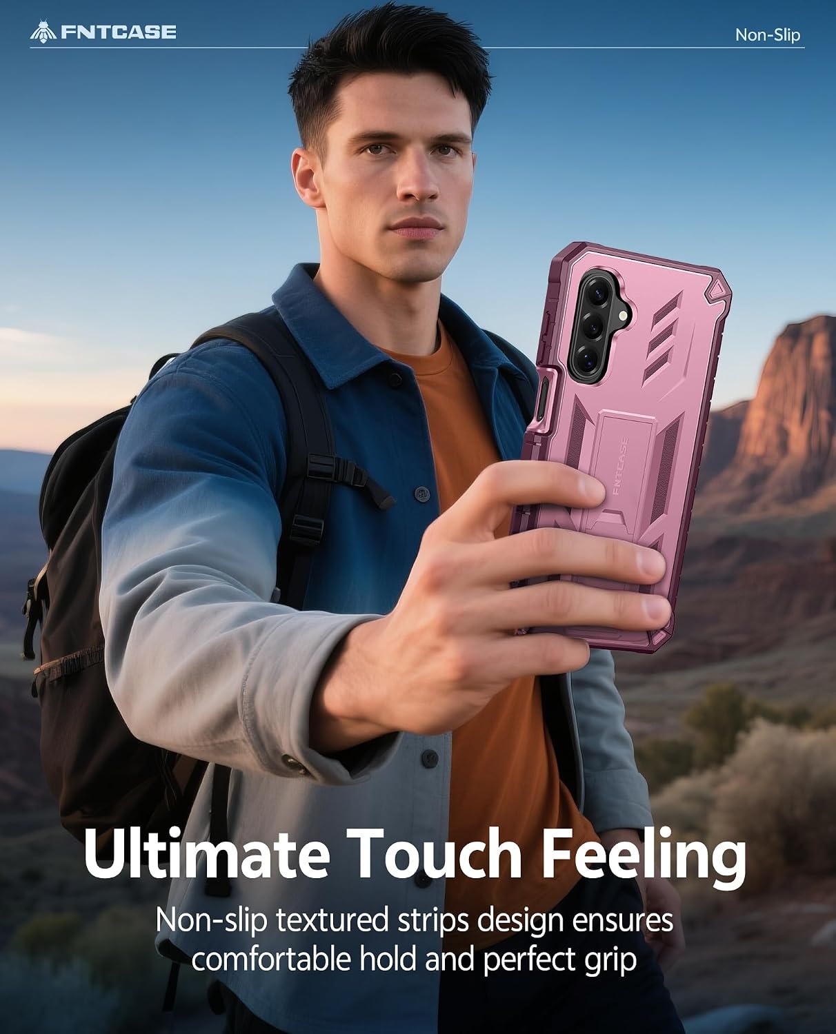 image:imageFNTCASE for Samsung Galaxy Z Flip 8 Case with Builtin Kicktand Black Hinge Protection Screen Protector 20FT Military Grade Drop Proof Heavy Duty Rugged Shockproof Protective Sturdy Phone CoverPink