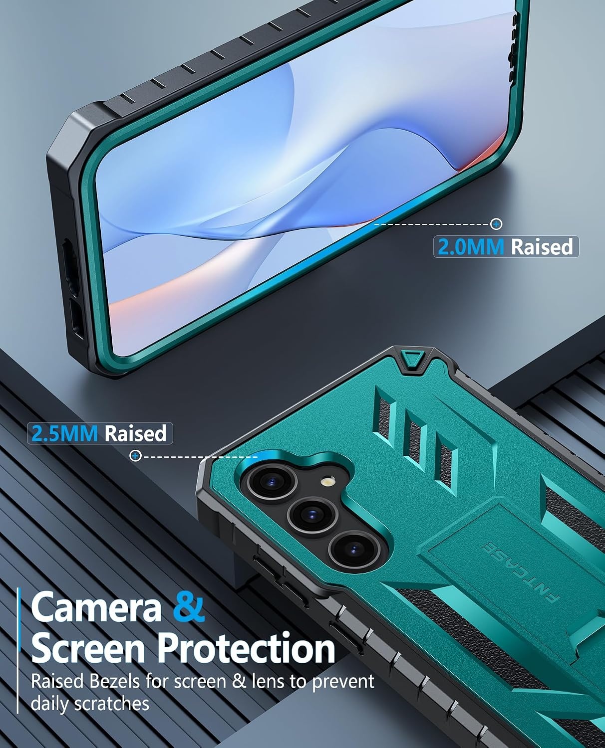 image:imageFNTCASE for Samsung Galaxy Z Flip 8 Case with Builtin Kicktand Black Hinge Protection Screen Protector 20FT Military Grade Drop Proof Heavy Duty Rugged Shockproof Protective Sturdy Phone CoverGreen