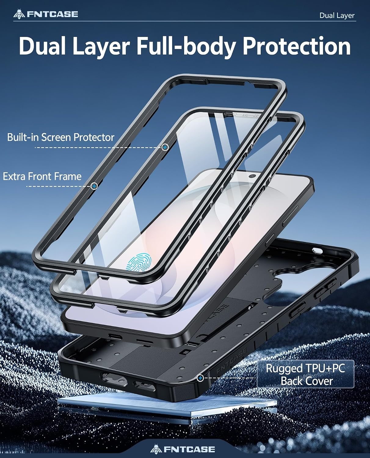 image:imageFNTCASE for Samsung Galaxy Z Flip 8 Case with Builtin Kicktand Black Hinge Protection Screen Protector 20FT Military Grade Drop Proof Heavy Duty Rugged Shockproof Protective Sturdy Phone CoverBlack