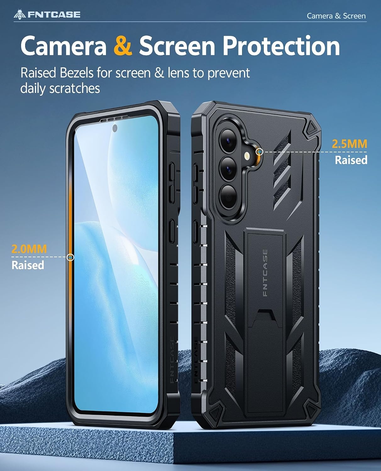 image:imageFNTCASE for Samsung Galaxy Z Flip 8 Case with Builtin Kicktand Black Hinge Protection Screen Protector 20FT Military Grade Drop Proof Heavy Duty Rugged Shockproof Protective Sturdy Phone CoverBlack