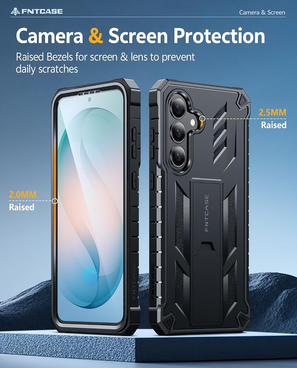 image:imageFNTCASE for Samsung Galaxy Z Flip 8 Case with Builtin Kicktand Black Hinge Protection Screen Protector 20FT Military Grade Drop Proof Heavy Duty Rugged Shockproof Protective Sturdy Phone CoverBlack