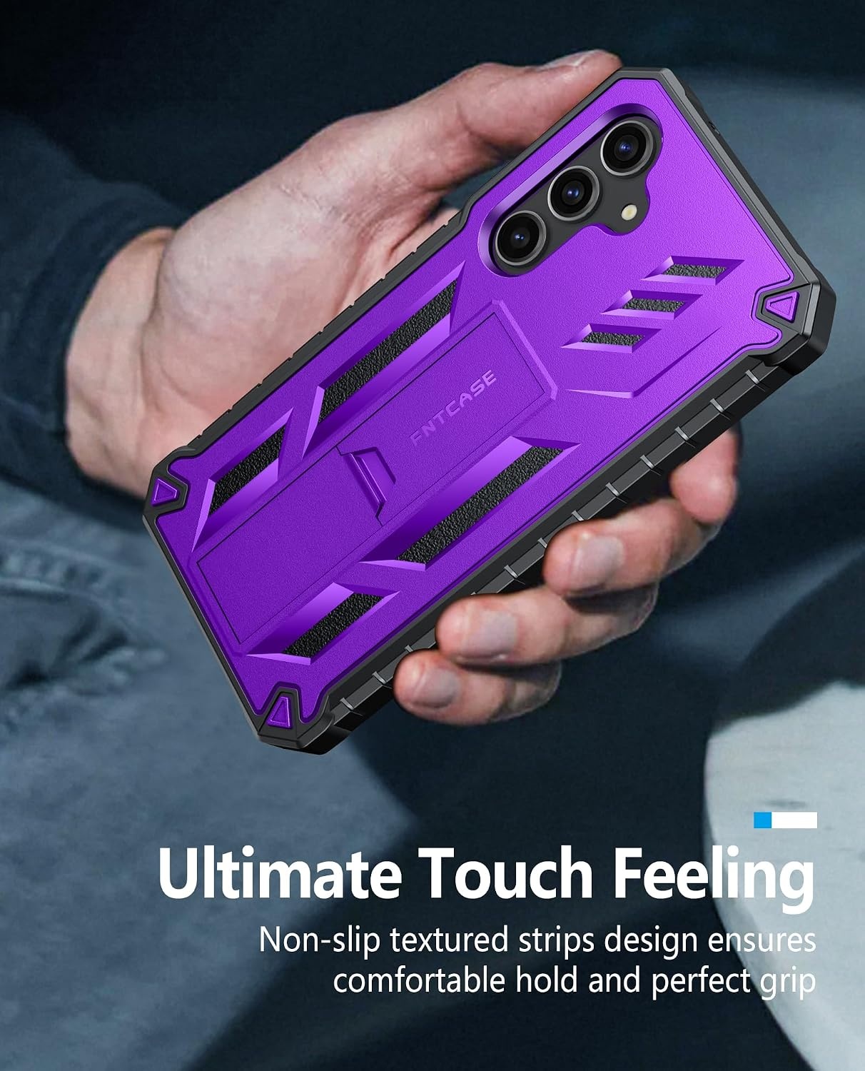 image:imageFNTCASE for Samsung Galaxy Z Flip 8 Case with Builtin Kicktand Black Hinge Protection Screen Protector 20FT Military Grade Drop Proof Heavy Duty Rugged Shockproof Protective Sturdy Phone CoverPurple