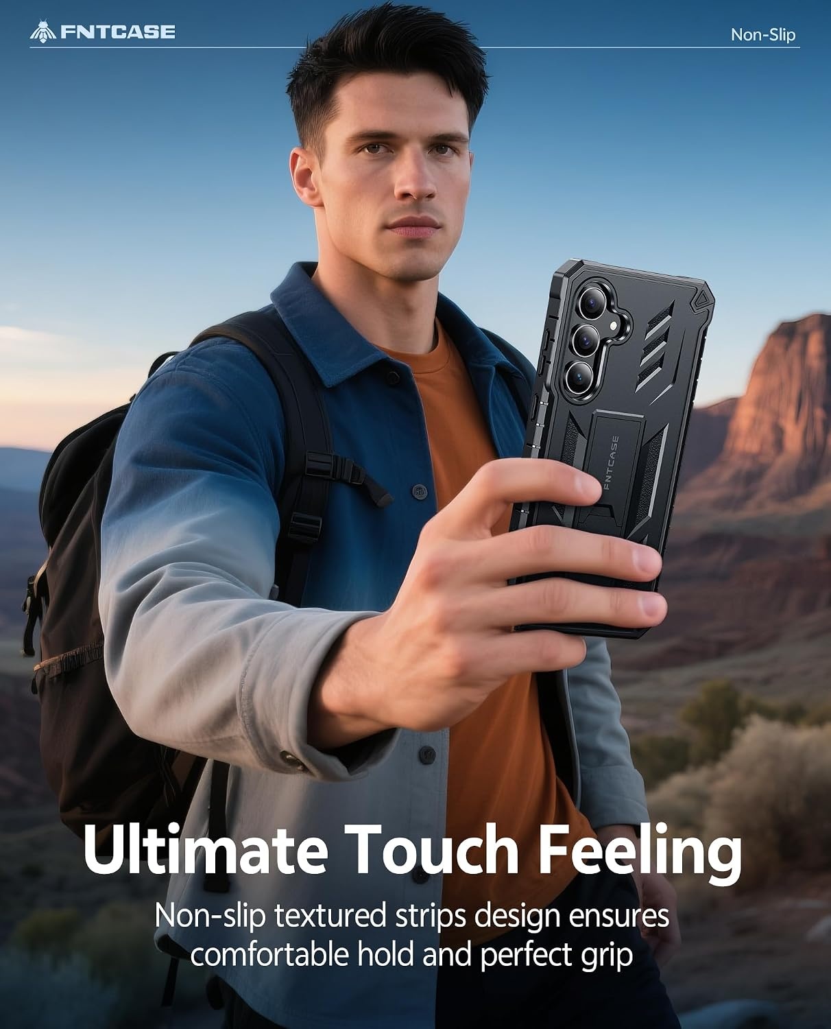image:imageFNTCASE for Samsung Galaxy Z Flip 8 Case with Builtin Kicktand Black Hinge Protection Screen Protector 20FT Military Grade Drop Proof Heavy Duty Rugged Shockproof Protective Sturdy Phone CoverBlack