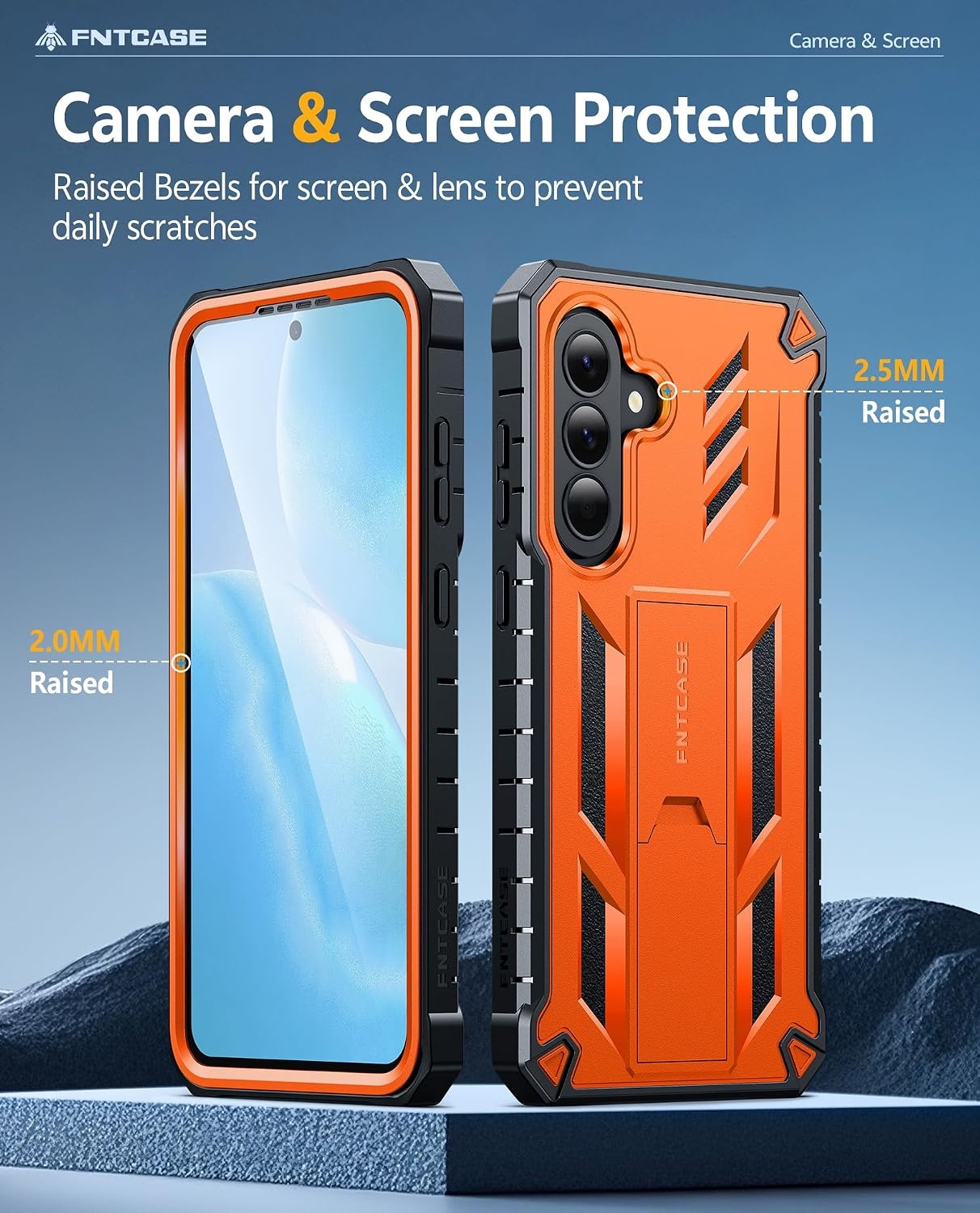 image:imageFNTCASE for Samsung Galaxy Z Flip 8 Case with Builtin Kicktand Black Hinge Protection Screen Protector 20FT Military Grade Drop Proof Heavy Duty Rugged Shockproof Protective Sturdy Phone CoverOrange