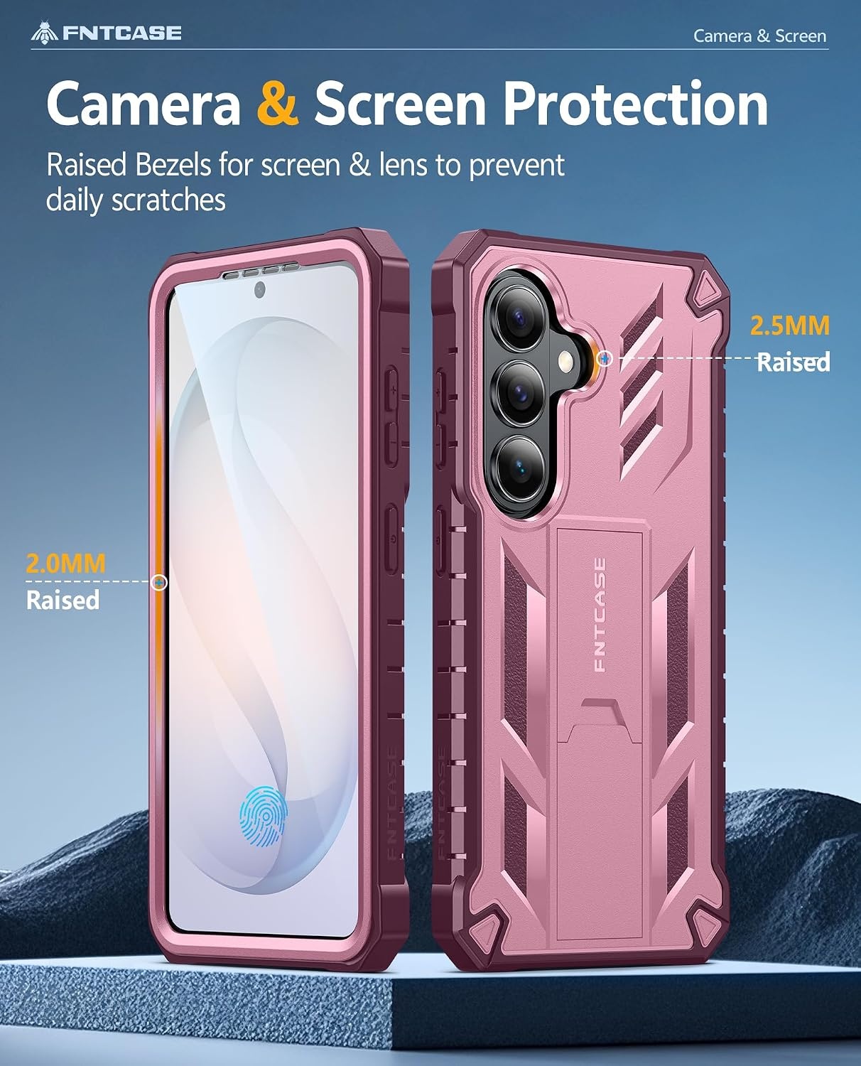 image:imageFNTCASE for Samsung Galaxy Z Flip 8 Case with Builtin Kicktand Black Hinge Protection Screen Protector 20FT Military Grade Drop Proof Heavy Duty Rugged Shockproof Protective Sturdy Phone CoverPink
