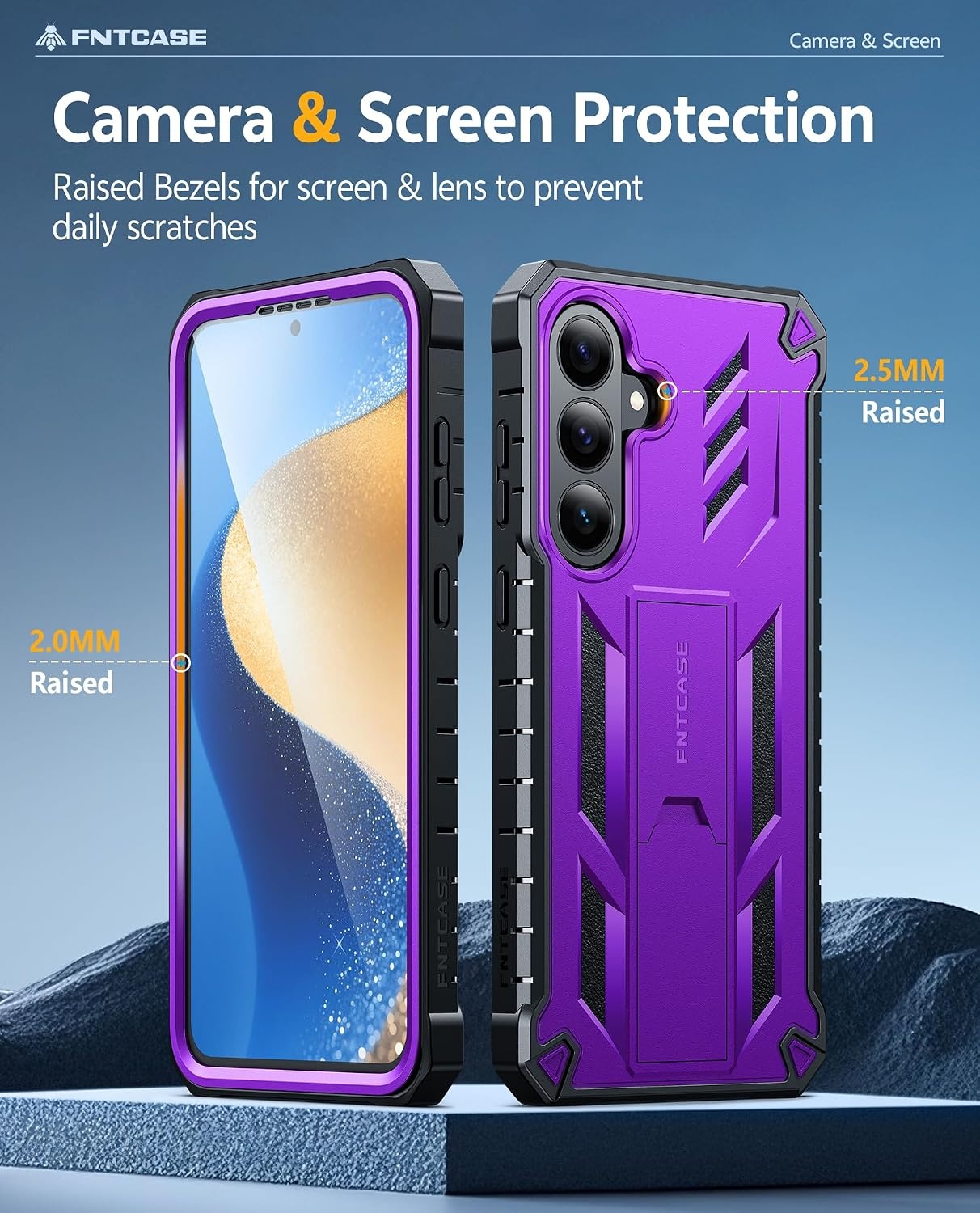 image:imageFNTCASE for Samsung Galaxy Z Flip 8 Case with Builtin Kicktand Black Hinge Protection Screen Protector 20FT Military Grade Drop Proof Heavy Duty Rugged Shockproof Protective Sturdy Phone CoverPurple