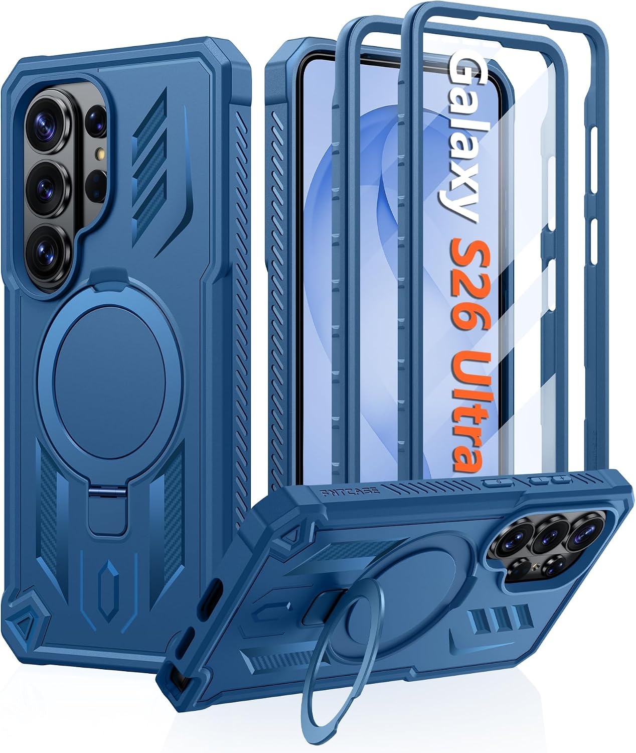 image:imageFNTCASE for Samsung Galaxy Z Flip 8 Case with Builtin Kicktand Black Hinge Protection Screen Protector 20FT Military Grade Drop Proof Heavy Duty Rugged Shockproof Protective Sturdy Phone CoverTBlue