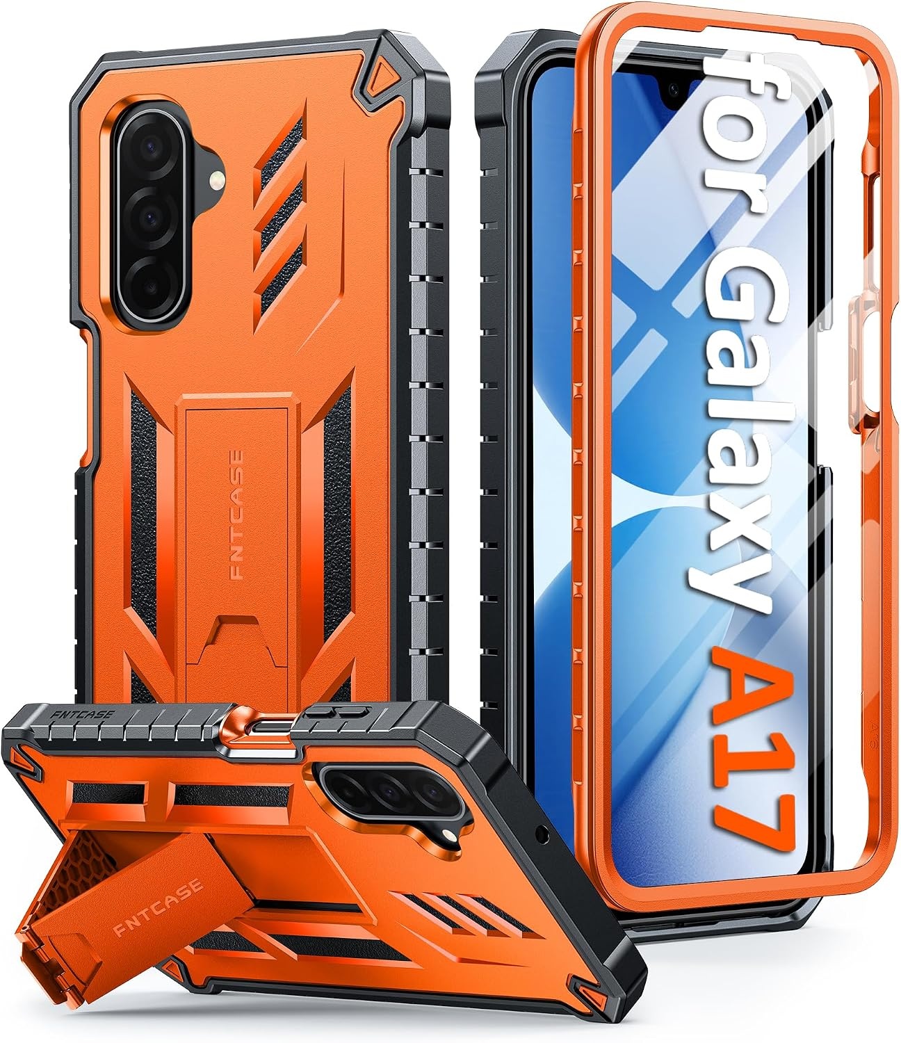 image:imageFNTCASE for Samsung Galaxy Z Flip 8 Case with Builtin Kicktand Black Hinge Protection Screen Protector 20FT Military Grade Drop Proof Heavy Duty Rugged Shockproof Protective Sturdy Phone CoverOrange