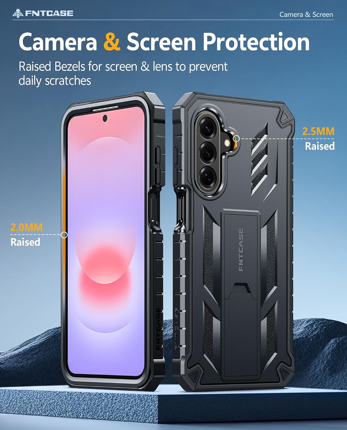 image:imageFNTCASE for Samsung Galaxy Z Flip 8 Case with Builtin Kicktand Black Hinge Protection Screen Protector 20FT Military Grade Drop Proof Heavy Duty Rugged Shockproof Protective Sturdy Phone CoverBlack