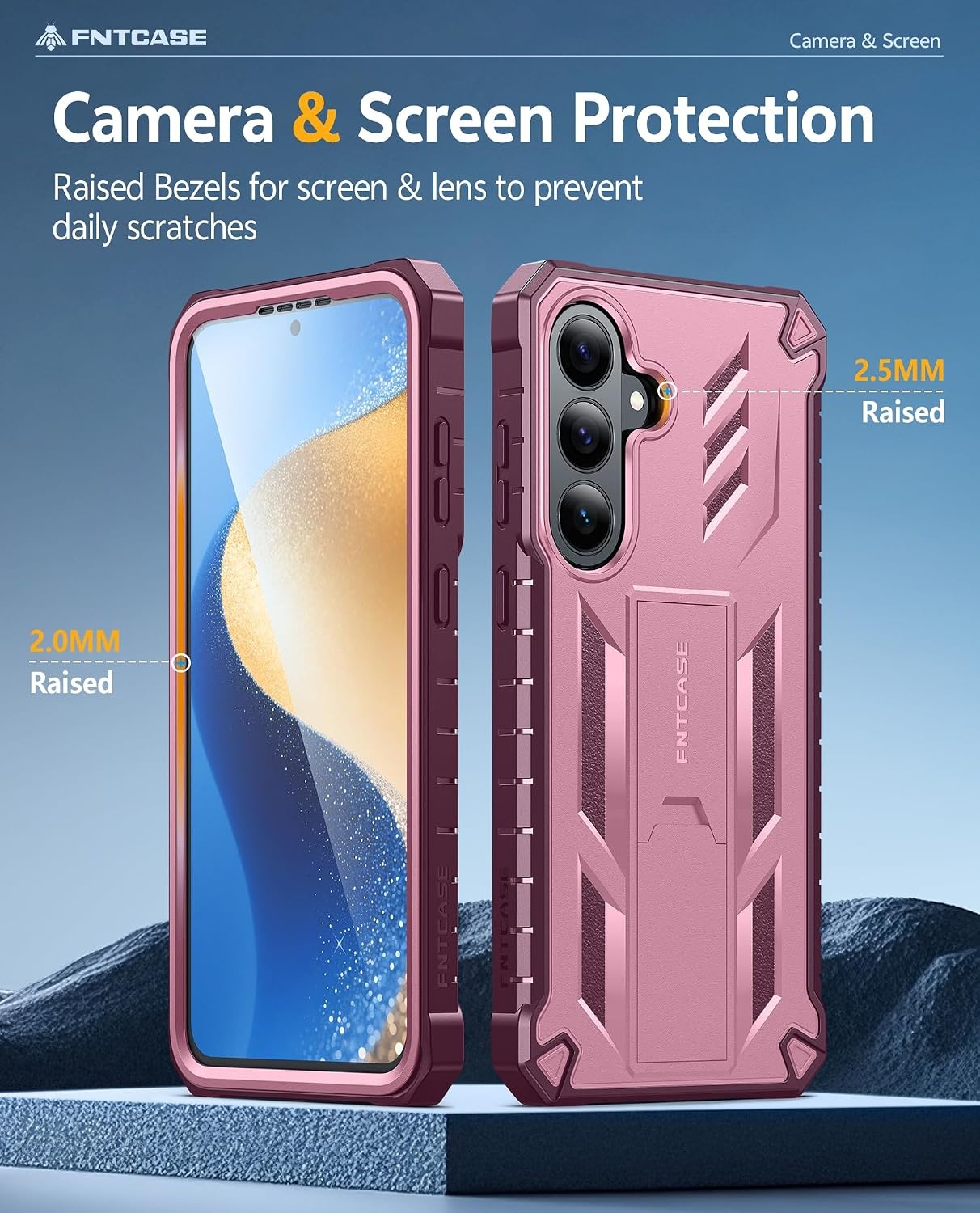 image:imageFNTCASE for Samsung Galaxy Z Flip 8 Case with Builtin Kicktand Black Hinge Protection Screen Protector 20FT Military Grade Drop Proof Heavy Duty Rugged Shockproof Protective Sturdy Phone CoverPink