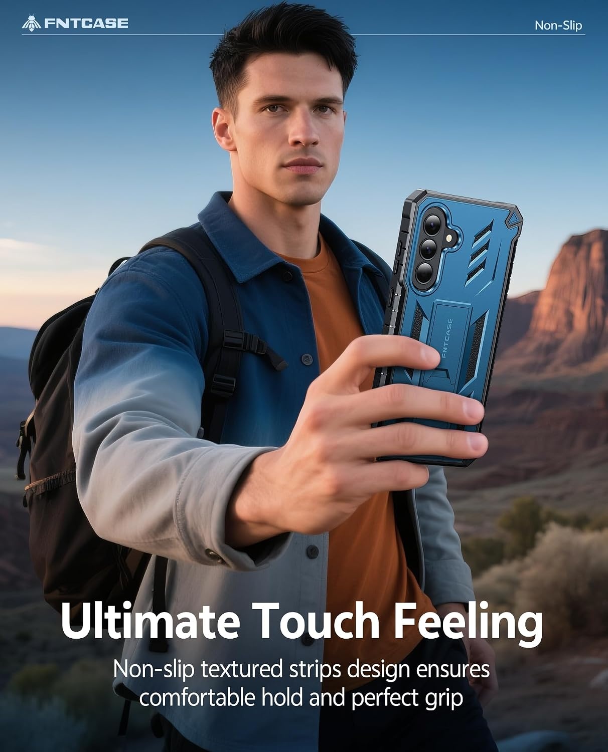 image:imageFNTCASE for Samsung Galaxy Z Flip 8 Case with Builtin Kicktand Black Hinge Protection Screen Protector 20FT Military Grade Drop Proof Heavy Duty Rugged Shockproof Protective Sturdy Phone CoverBlue