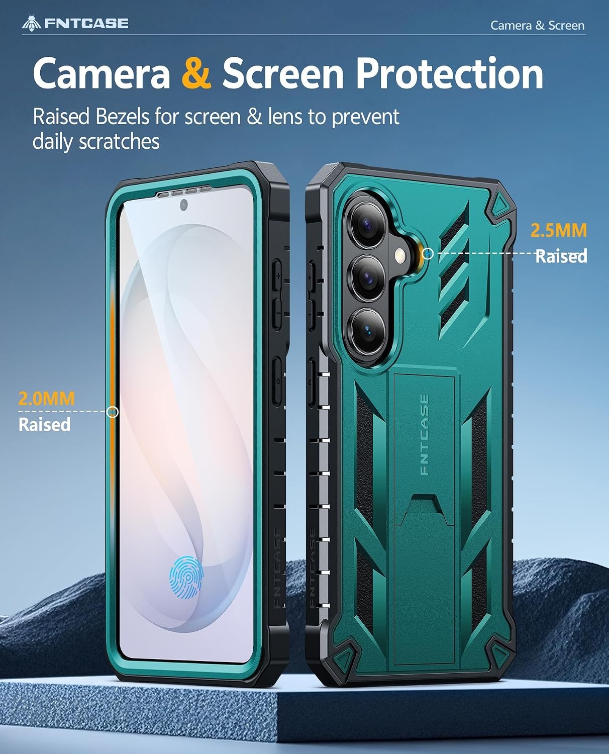 image:imageFNTCASE for Samsung Galaxy Z Flip 8 Case with Builtin Kicktand Black Hinge Protection Screen Protector 20FT Military Grade Drop Proof Heavy Duty Rugged Shockproof Protective Sturdy Phone CoverGreen