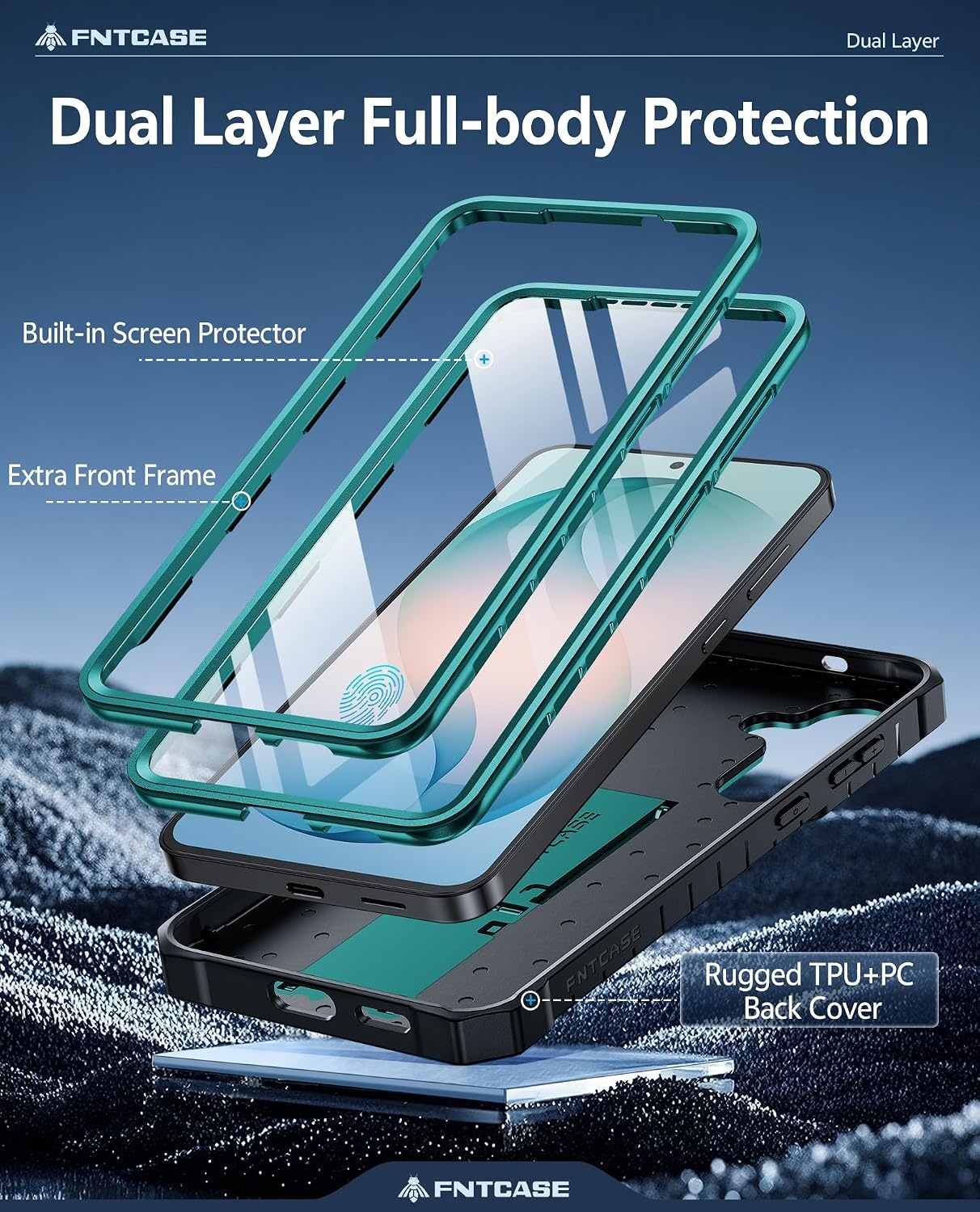 image:imageFNTCASE for Samsung Galaxy Z Flip 8 Case with Builtin Kicktand Black Hinge Protection Screen Protector 20FT Military Grade Drop Proof Heavy Duty Rugged Shockproof Protective Sturdy Phone CoverGreen