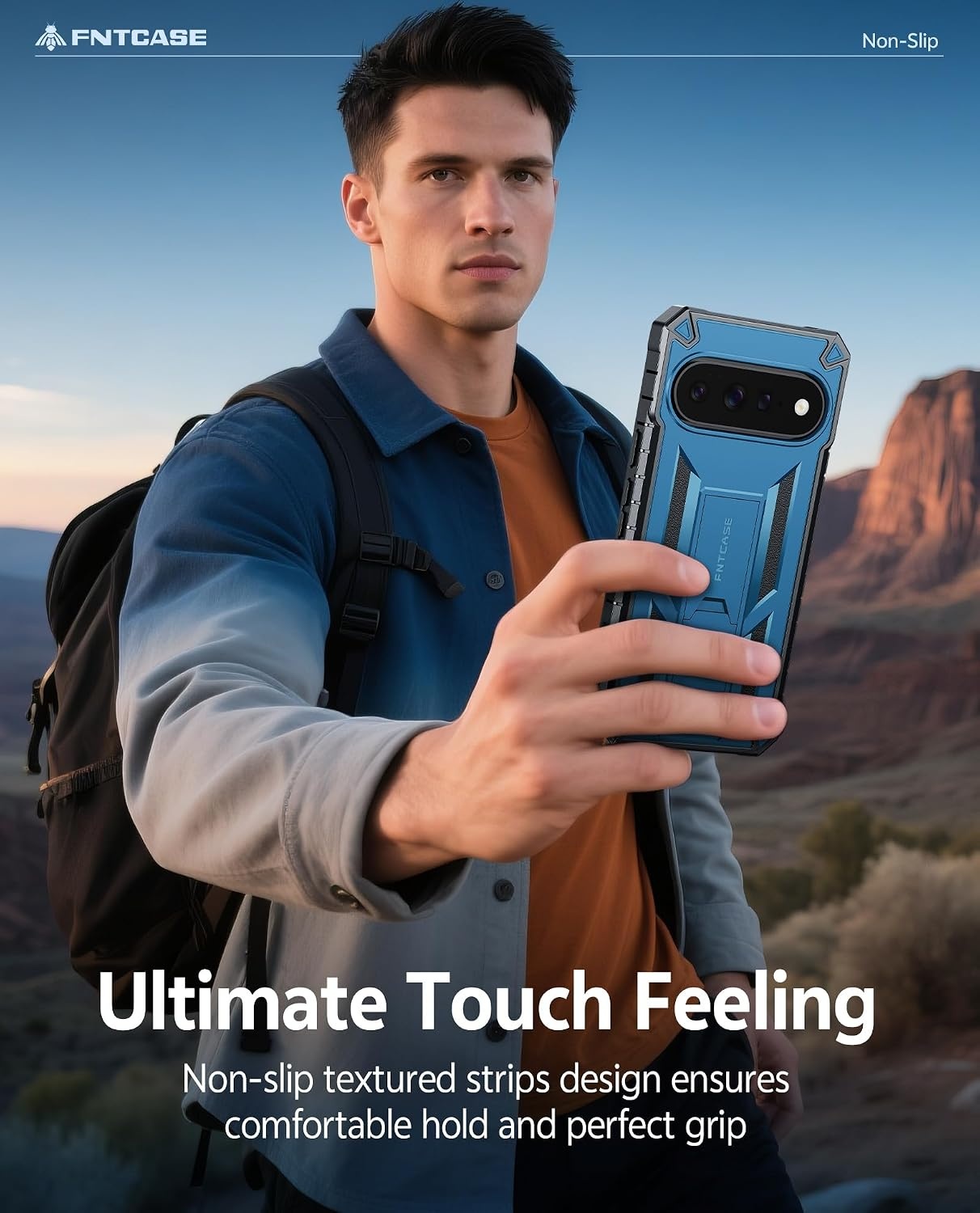 image:imageFNTCASE for Samsung Galaxy Z Flip 8 Case with Builtin Kicktand Black Hinge Protection Screen Protector 20FT Military Grade Drop Proof Heavy Duty Rugged Shockproof Protective Sturdy Phone CoverBlue
