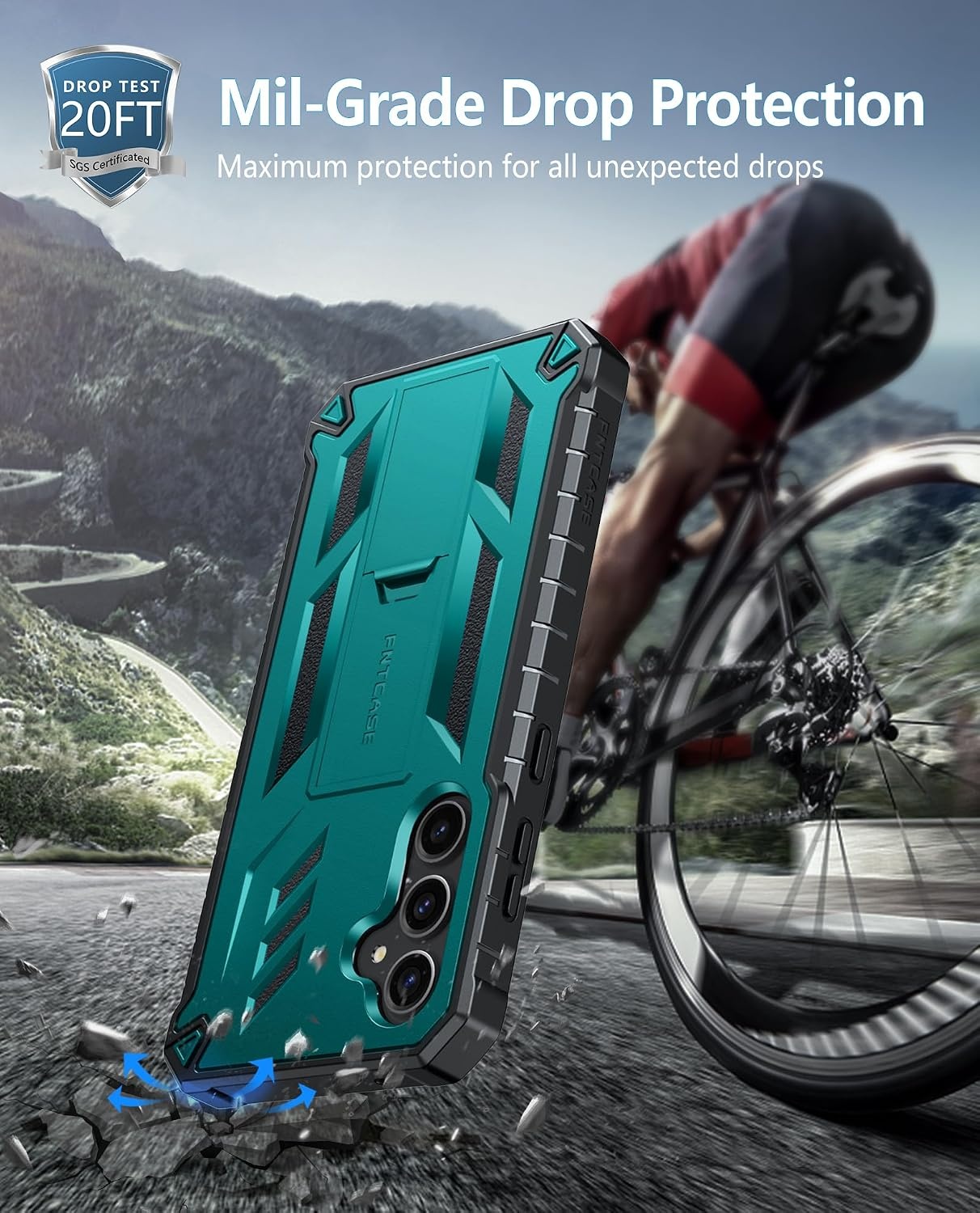 image:imageFNTCASE for Samsung Galaxy Z Flip 8 Case with Builtin Kicktand Black Hinge Protection Screen Protector 20FT Military Grade Drop Proof Heavy Duty Rugged Shockproof Protective Sturdy Phone CoverGreen