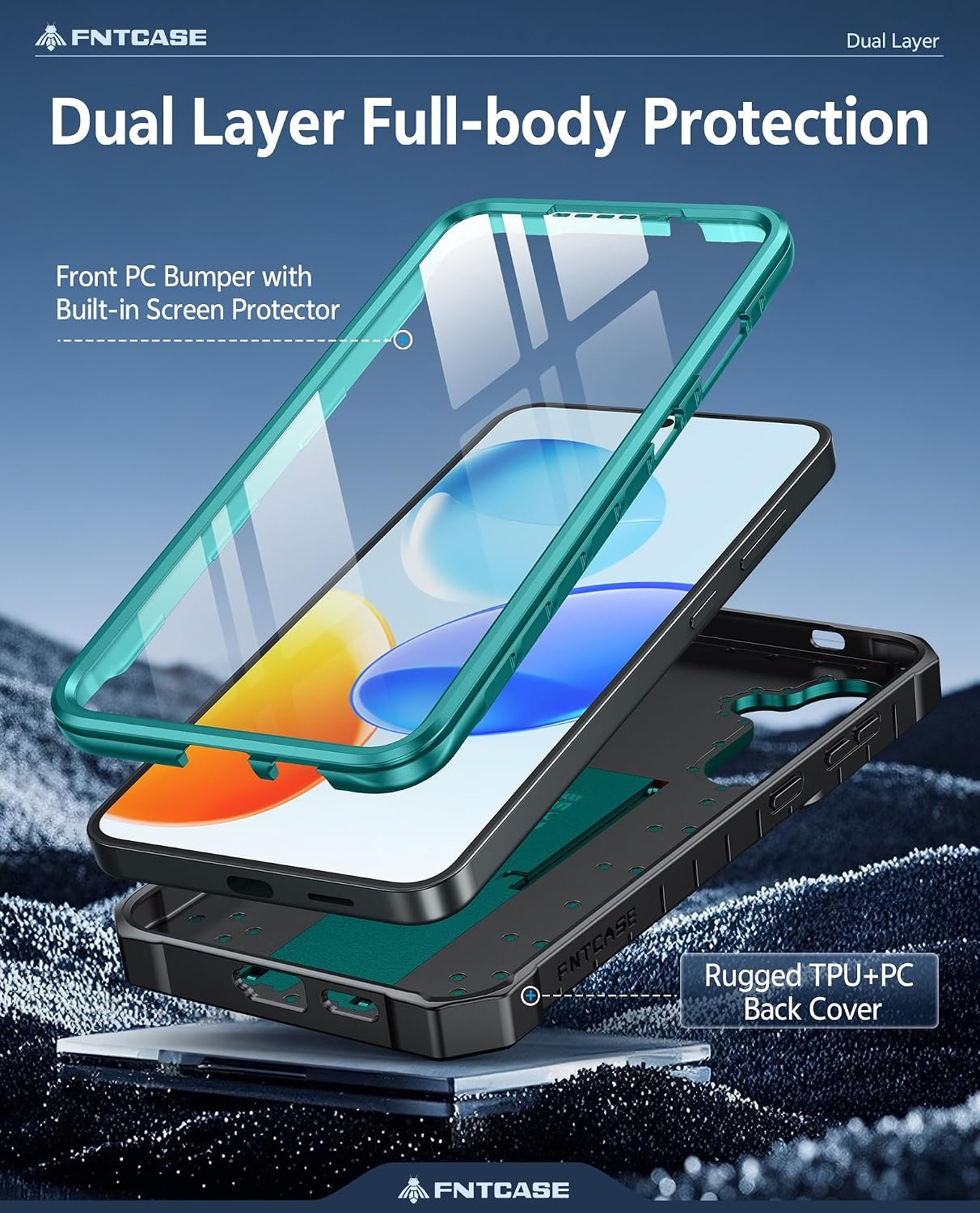 image:imageFNTCASE for Samsung Galaxy Z Flip 8 Case with Builtin Kicktand Black Hinge Protection Screen Protector 20FT Military Grade Drop Proof Heavy Duty Rugged Shockproof Protective Sturdy Phone CoverGreen