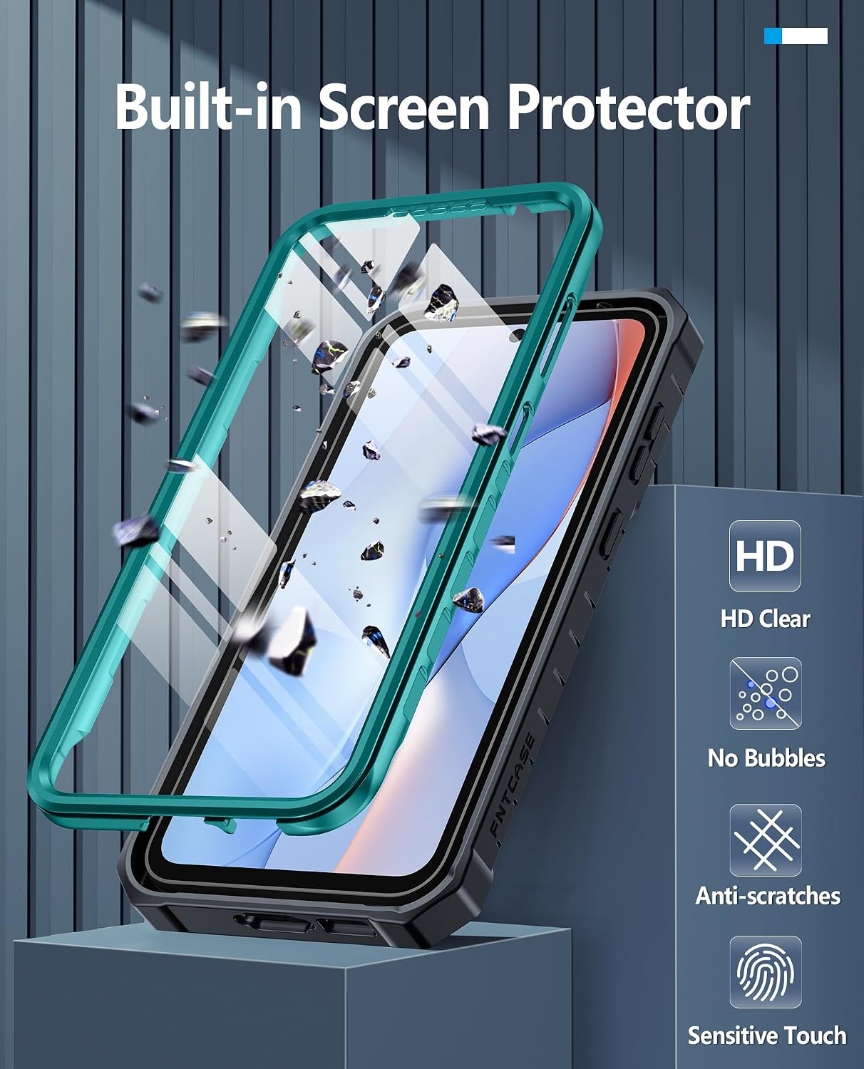 image:imageFNTCASE for Samsung Galaxy Z Flip 8 Case with Builtin Kicktand Black Hinge Protection Screen Protector 20FT Military Grade Drop Proof Heavy Duty Rugged Shockproof Protective Sturdy Phone CoverGreen