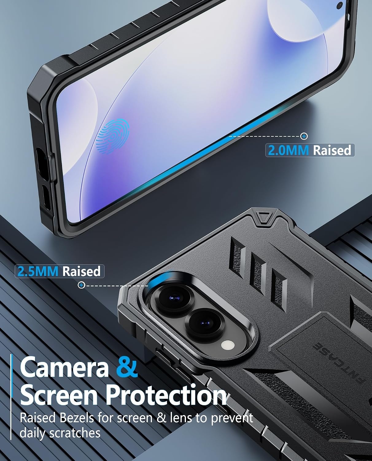 image:imageFNTCASE for Samsung Galaxy Z Flip 8 Case with Builtin Kicktand Black Hinge Protection Screen Protector 20FT Military Grade Drop Proof Heavy Duty Rugged Shockproof Protective Sturdy Phone CoverBlack