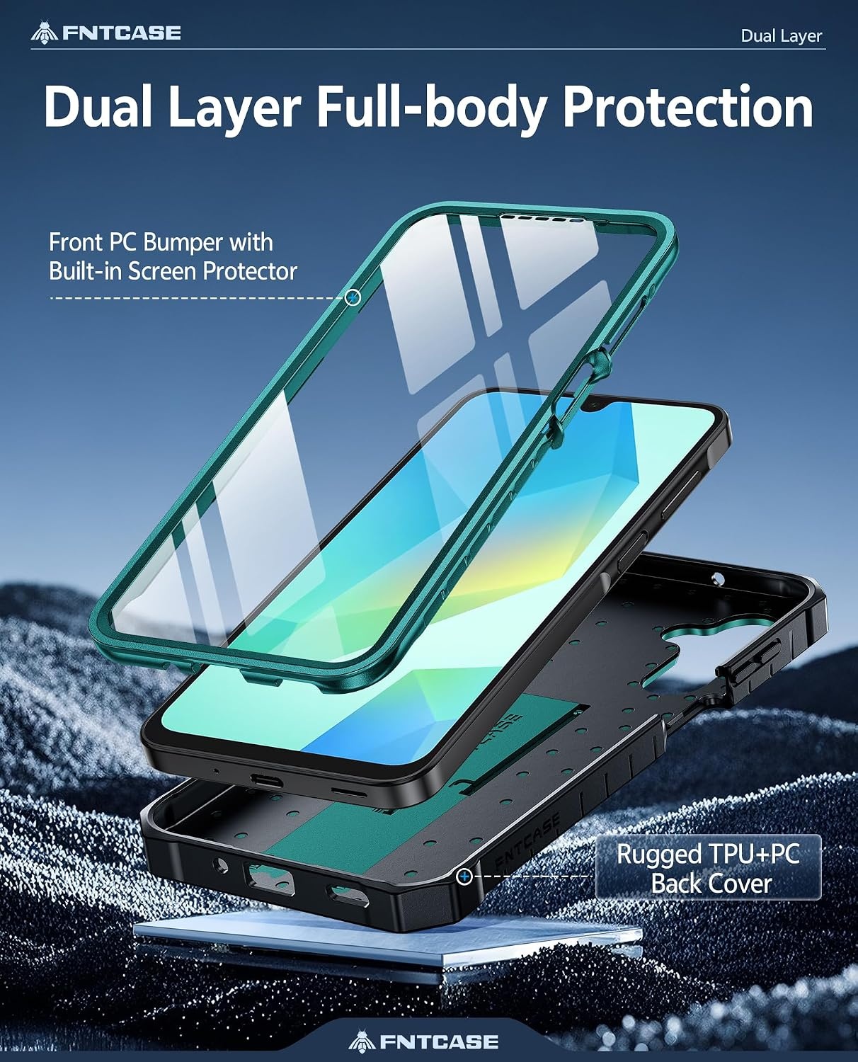image:imageFNTCASE for Samsung Galaxy Z Flip 8 Case with Builtin Kicktand Black Hinge Protection Screen Protector 20FT Military Grade Drop Proof Heavy Duty Rugged Shockproof Protective Sturdy Phone CoverGreen