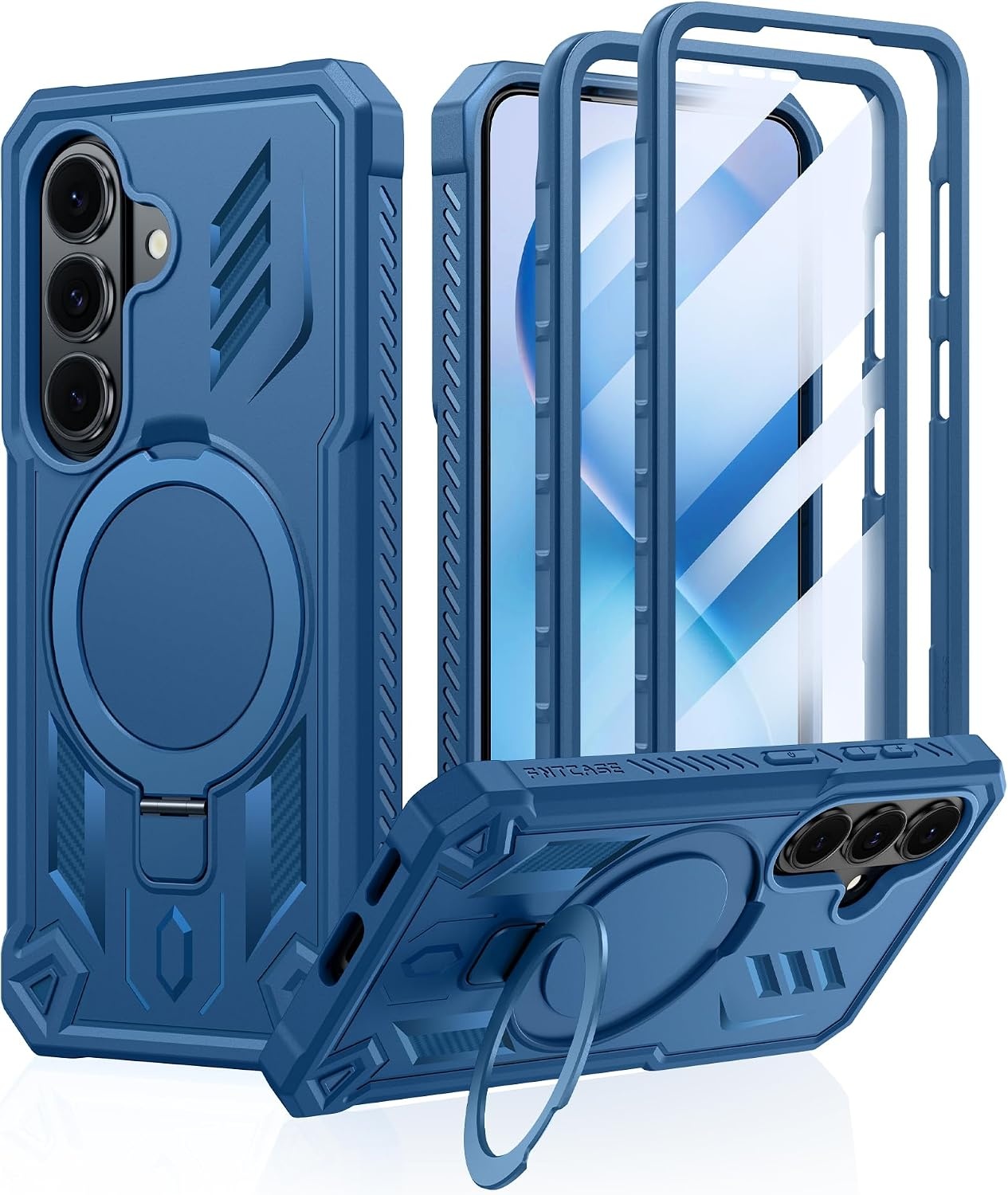image:imageFNTCASE for Samsung Galaxy Z Flip 8 Case with Builtin Kicktand Black Hinge Protection Screen Protector 20FT Military Grade Drop Proof Heavy Duty Rugged Shockproof Protective Sturdy Phone CoverTBlue