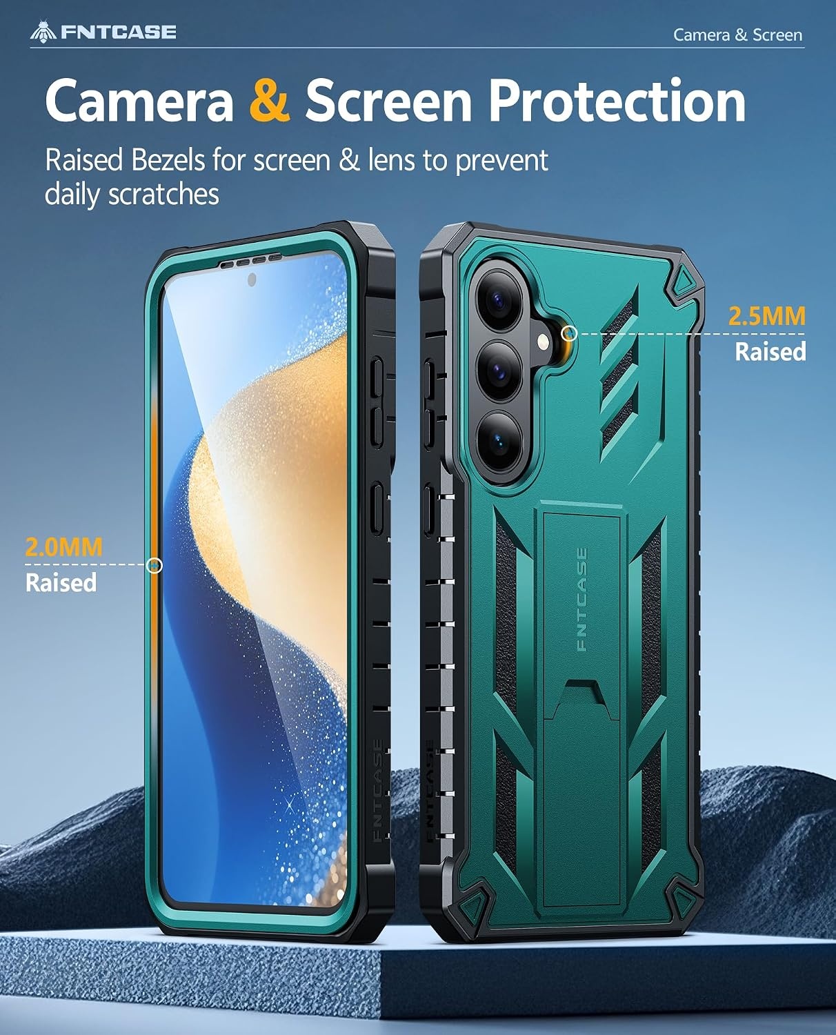 image:imageFNTCASE for Samsung Galaxy Z Flip 8 Case with Builtin Kicktand Black Hinge Protection Screen Protector 20FT Military Grade Drop Proof Heavy Duty Rugged Shockproof Protective Sturdy Phone CoverGreen