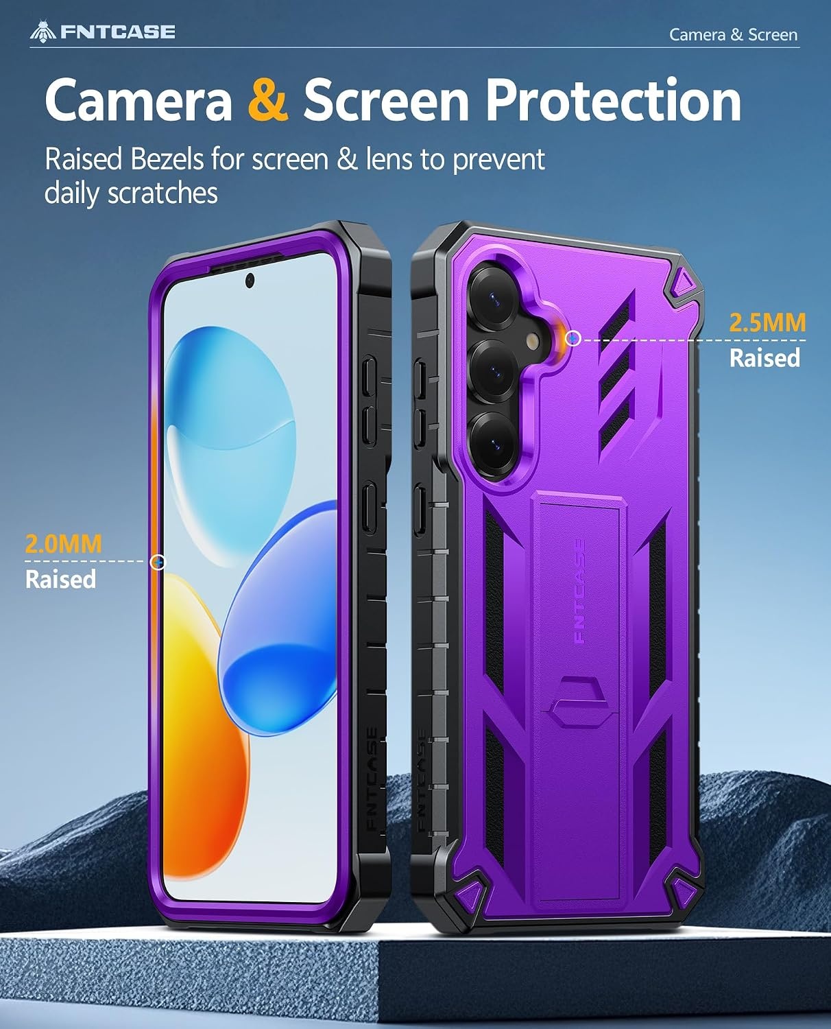 image:imageFNTCASE for Samsung Galaxy Z Flip 8 Case with Builtin Kicktand Black Hinge Protection Screen Protector 20FT Military Grade Drop Proof Heavy Duty Rugged Shockproof Protective Sturdy Phone CoverPurple