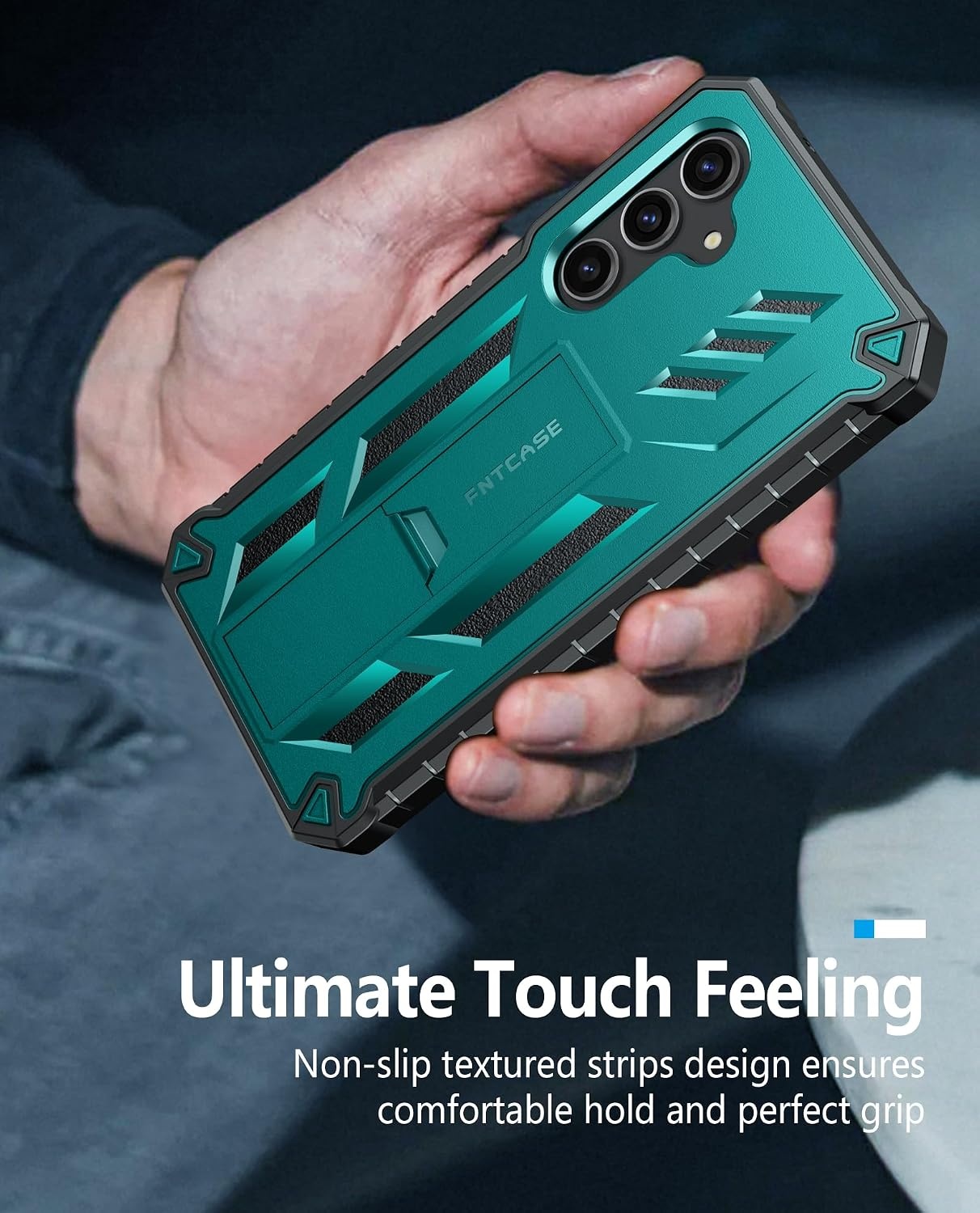 image:imageFNTCASE for Samsung Galaxy Z Flip 8 Case with Builtin Kicktand Black Hinge Protection Screen Protector 20FT Military Grade Drop Proof Heavy Duty Rugged Shockproof Protective Sturdy Phone CoverGreen