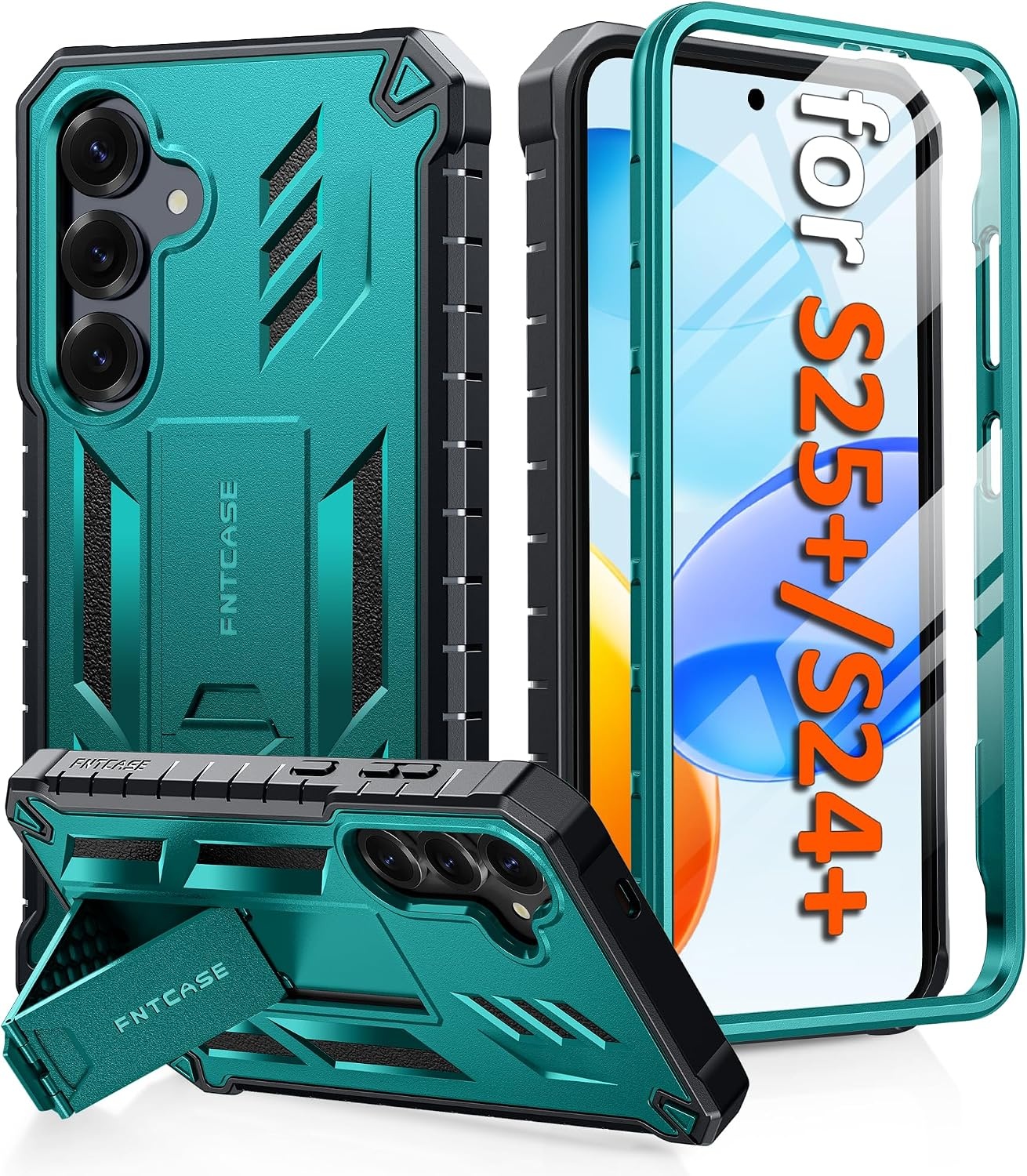 image:imageFNTCASE for Samsung Galaxy Z Flip 8 Case with Builtin Kicktand Black Hinge Protection Screen Protector 20FT Military Grade Drop Proof Heavy Duty Rugged Shockproof Protective Sturdy Phone CoverGreen