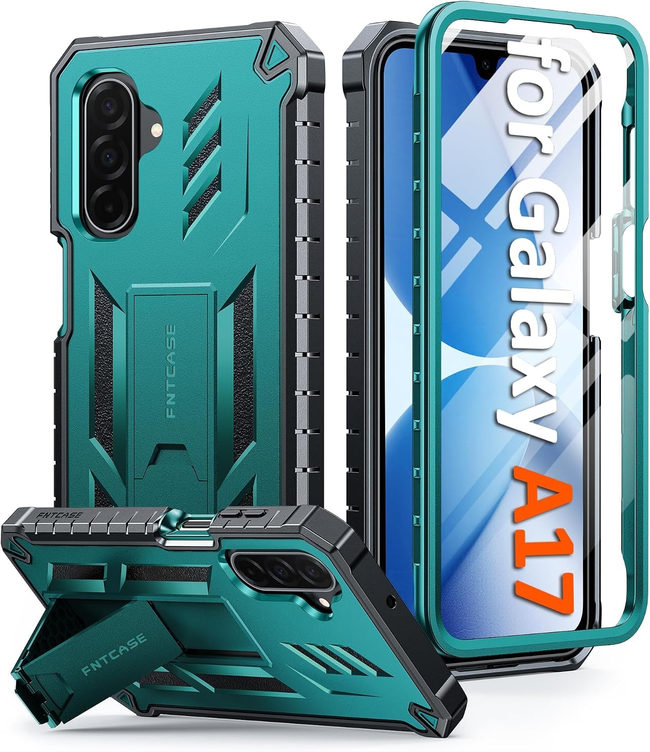 image:imageFNTCASE for Samsung Galaxy Z Flip 8 Case with Builtin Kicktand Black Hinge Protection Screen Protector 20FT Military Grade Drop Proof Heavy Duty Rugged Shockproof Protective Sturdy Phone CoverGreen