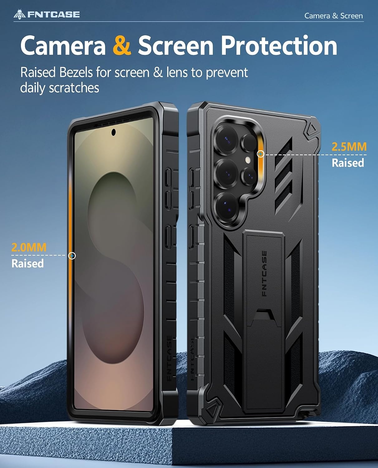 image:imageFNTCASE for Samsung Galaxy Z Flip 8 Case with Builtin Kicktand Black Hinge Protection Screen Protector 20FT Military Grade Drop Proof Heavy Duty Rugged Shockproof Protective Sturdy Phone CoverTBlack
