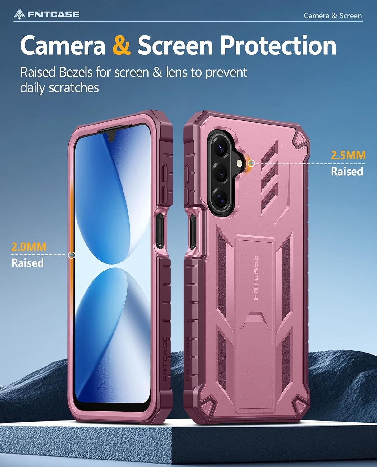 image:imageFNTCASE for Samsung Galaxy Z Flip 8 Case with Builtin Kicktand Black Hinge Protection Screen Protector 20FT Military Grade Drop Proof Heavy Duty Rugged Shockproof Protective Sturdy Phone CoverPink