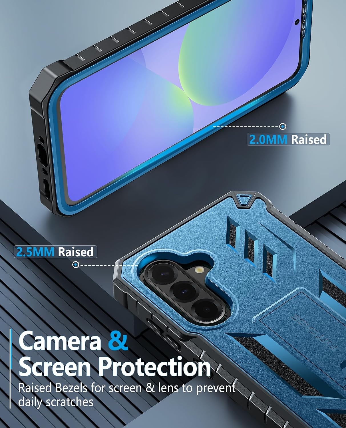 image:imageFNTCASE for Samsung Galaxy Z Flip 8 Case with Builtin Kicktand Black Hinge Protection Screen Protector 20FT Military Grade Drop Proof Heavy Duty Rugged Shockproof Protective Sturdy Phone CoverBlue