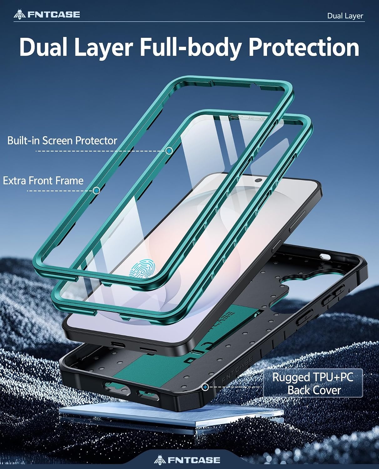 image:imageFNTCASE for Samsung Galaxy Z Flip 8 Case with Builtin Kicktand Black Hinge Protection Screen Protector 20FT Military Grade Drop Proof Heavy Duty Rugged Shockproof Protective Sturdy Phone CoverGreen