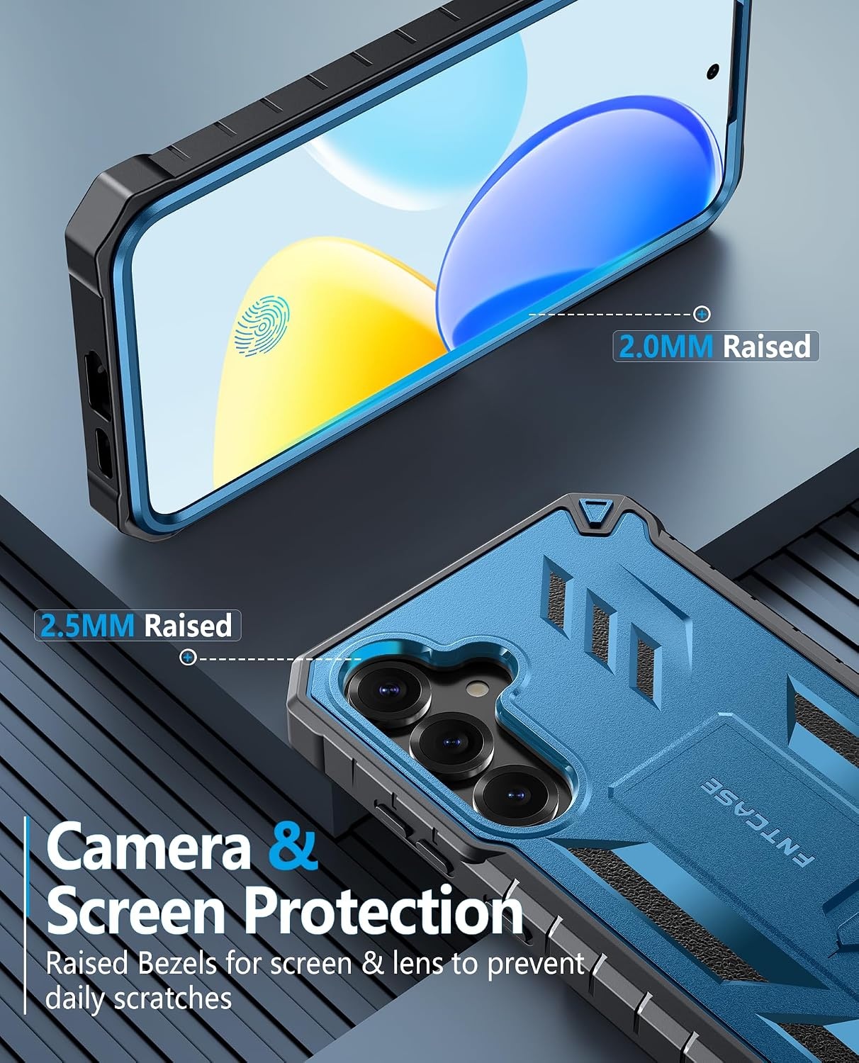 image:imageFNTCASE for Samsung Galaxy Z Flip 8 Case with Builtin Kicktand Black Hinge Protection Screen Protector 20FT Military Grade Drop Proof Heavy Duty Rugged Shockproof Protective Sturdy Phone CoverTBlue