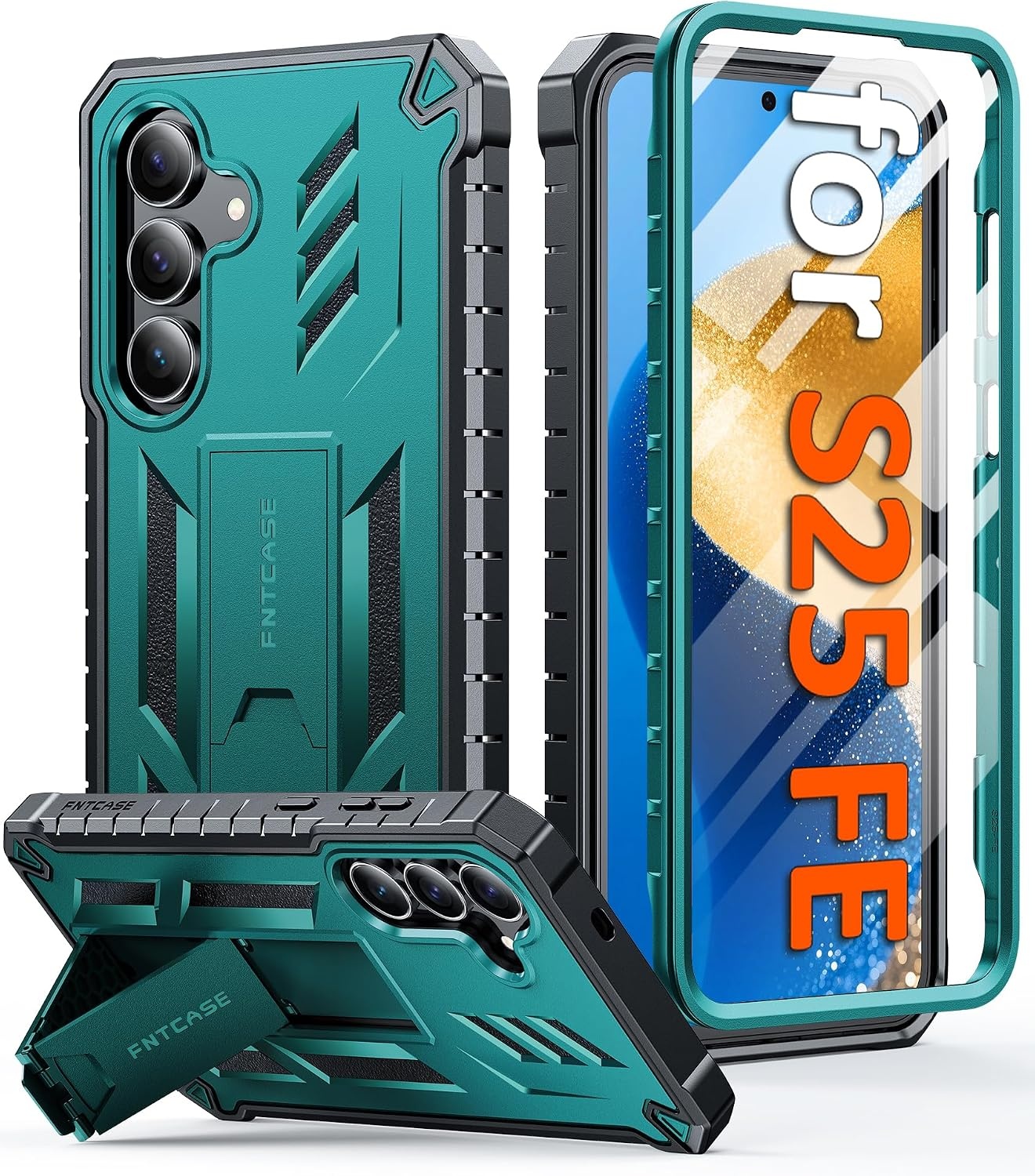 image:imageFNTCASE for Samsung Galaxy Z Flip 8 Case with Builtin Kicktand Black Hinge Protection Screen Protector 20FT Military Grade Drop Proof Heavy Duty Rugged Shockproof Protective Sturdy Phone CoverGreen