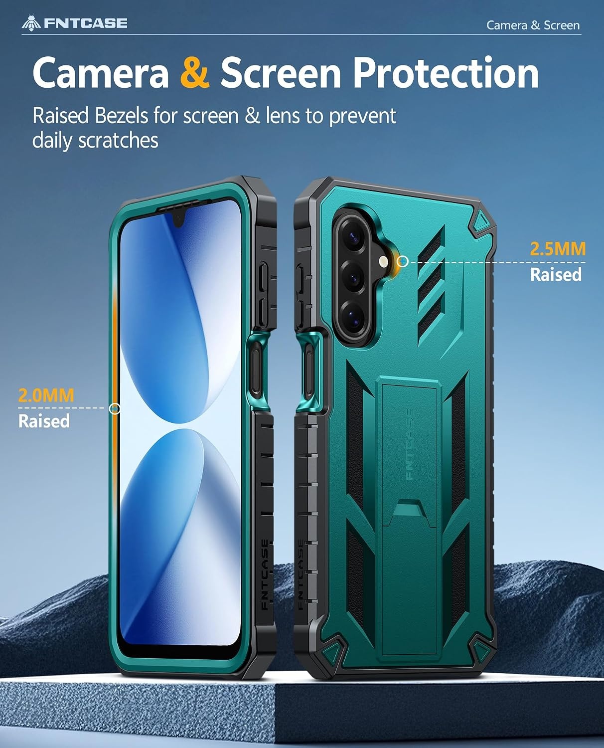 image:imageFNTCASE for Samsung Galaxy Z Flip 8 Case with Builtin Kicktand Black Hinge Protection Screen Protector 20FT Military Grade Drop Proof Heavy Duty Rugged Shockproof Protective Sturdy Phone CoverGreen