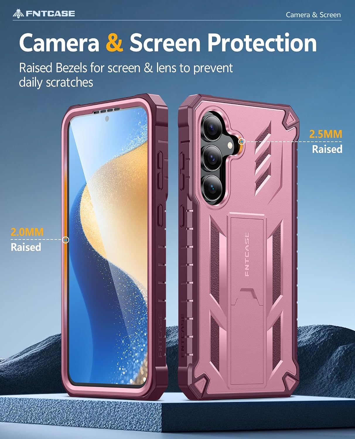 image:imageFNTCASE for Samsung Galaxy Z Flip 8 Case with Builtin Kicktand Black Hinge Protection Screen Protector 20FT Military Grade Drop Proof Heavy Duty Rugged Shockproof Protective Sturdy Phone CoverPink