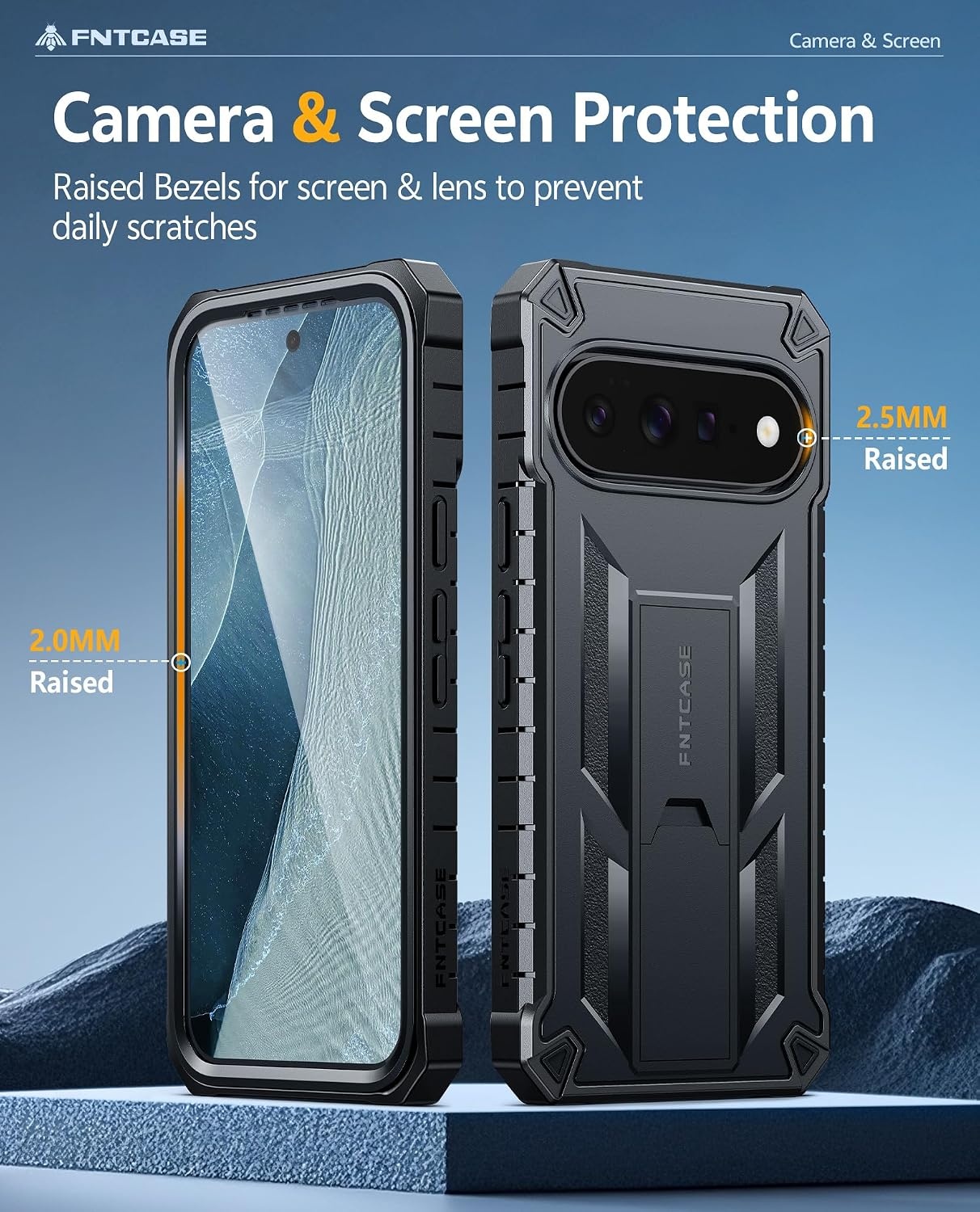 image:imageFNTCASE for Samsung Galaxy Z Flip 8 Case with Builtin Kicktand Black Hinge Protection Screen Protector 20FT Military Grade Drop Proof Heavy Duty Rugged Shockproof Protective Sturdy Phone CoverBlack