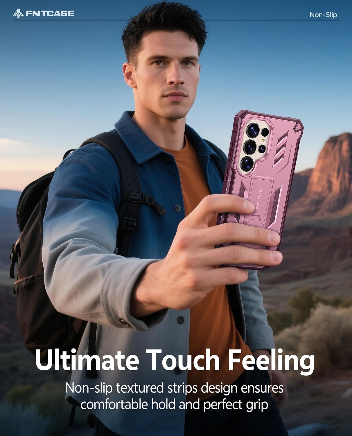 image:imageFNTCASE for Samsung Galaxy Z Flip 8 Case with Builtin Kicktand Black Hinge Protection Screen Protector 20FT Military Grade Drop Proof Heavy Duty Rugged Shockproof Protective Sturdy Phone CoverPink