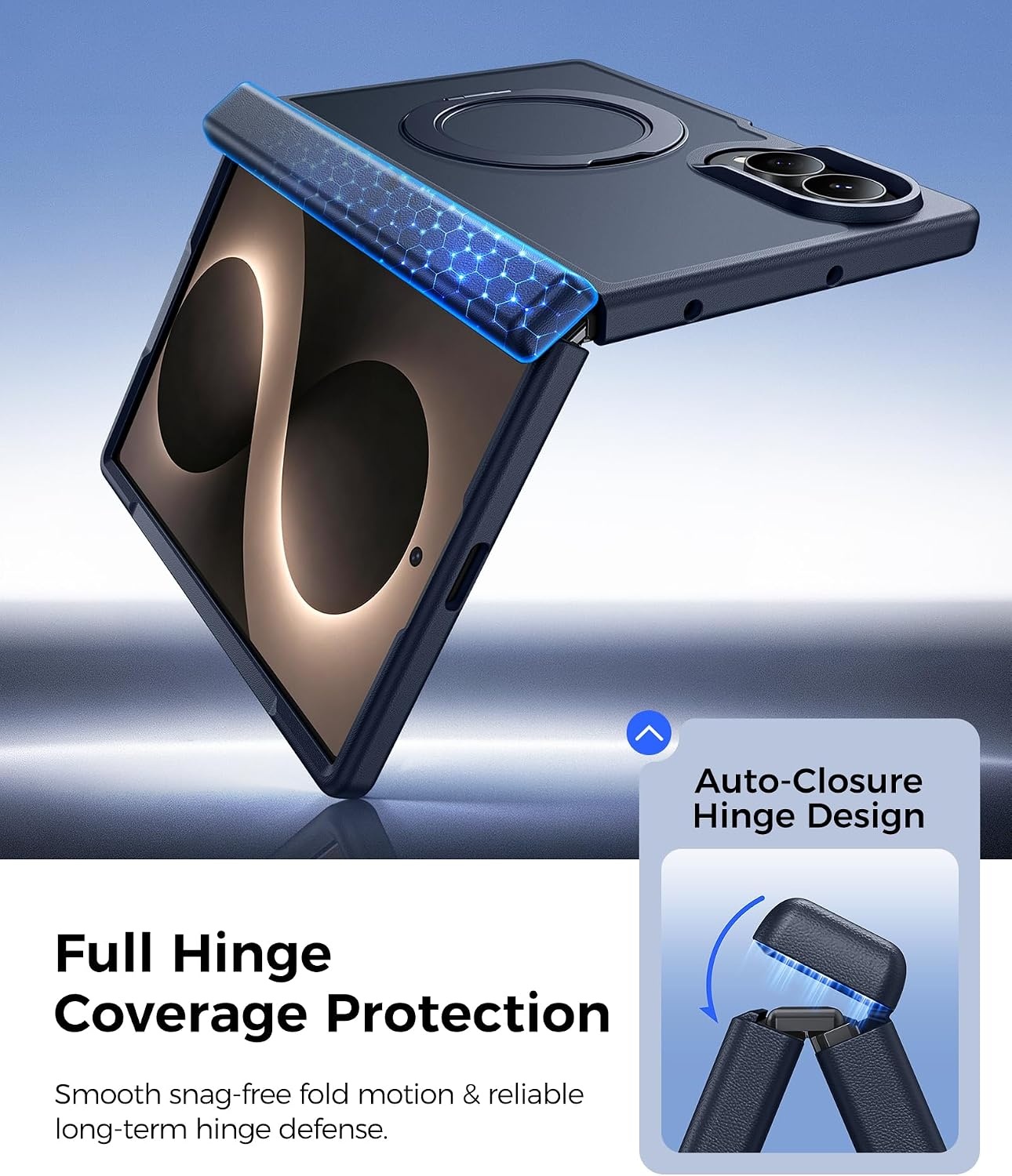 image:imageFNTCASE for iPhone 15 Pro Case with 360 Spin Magnetic Stand Black Compatible with MagsafeScreen ProtectorFull Camera ProtectionTranslucent Matte Military Grade Shockproof Phone CoverDeep Blue