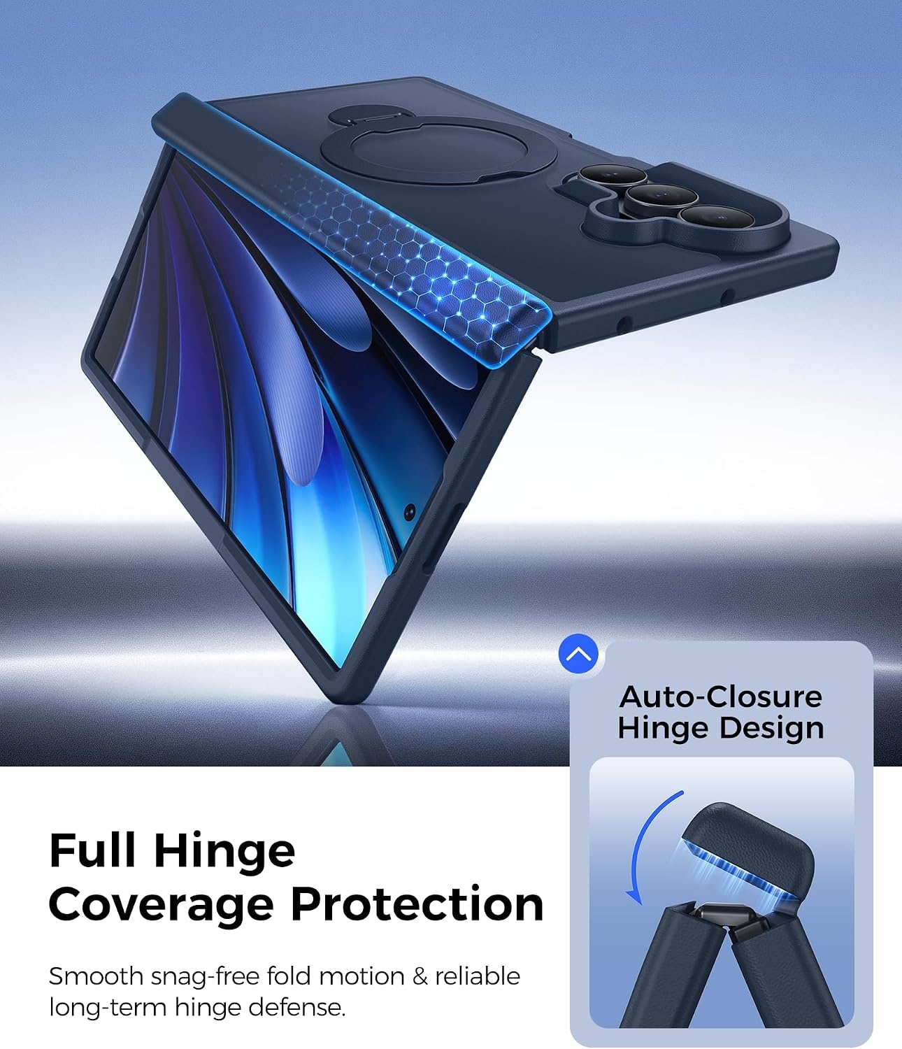 image:imageFNTCASE for iPhone 15 Pro Case with 360 Spin Magnetic Stand Black Compatible with MagsafeScreen ProtectorFull Camera ProtectionTranslucent Matte Military Grade Shockproof Phone CoverDeep Blue