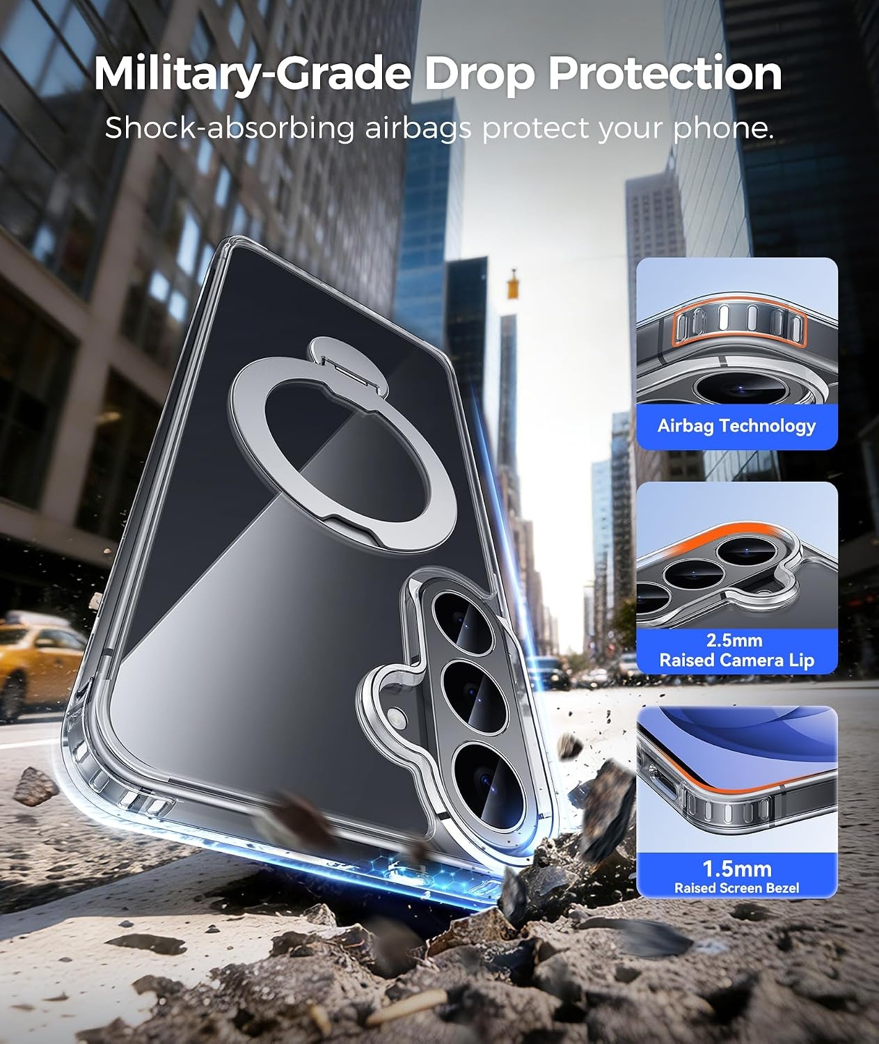 image:imageFNTCASE for iPhone 15 Pro Case with 360 Spin Magnetic Stand Black Compatible with MagsafeScreen ProtectorFull Camera ProtectionTranslucent Matte Military Grade Shockproof Phone CoverClear