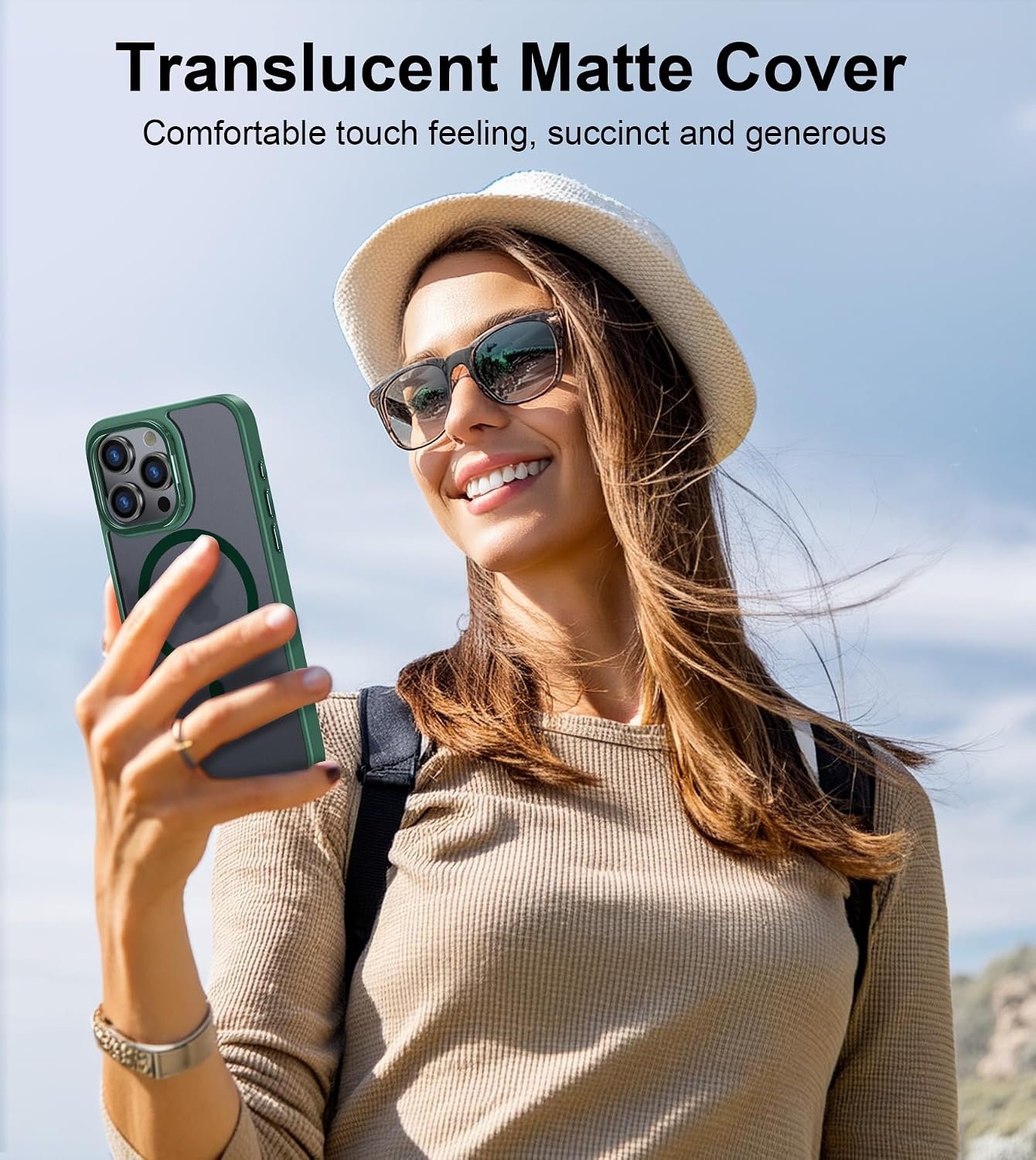 image:imageFNTCASE for iPhone 15 Pro Case with 360 Spin Magnetic Stand Black Compatible with MagsafeScreen ProtectorFull Camera ProtectionTranslucent Matte Military Grade Shockproof Phone CoverZGreen