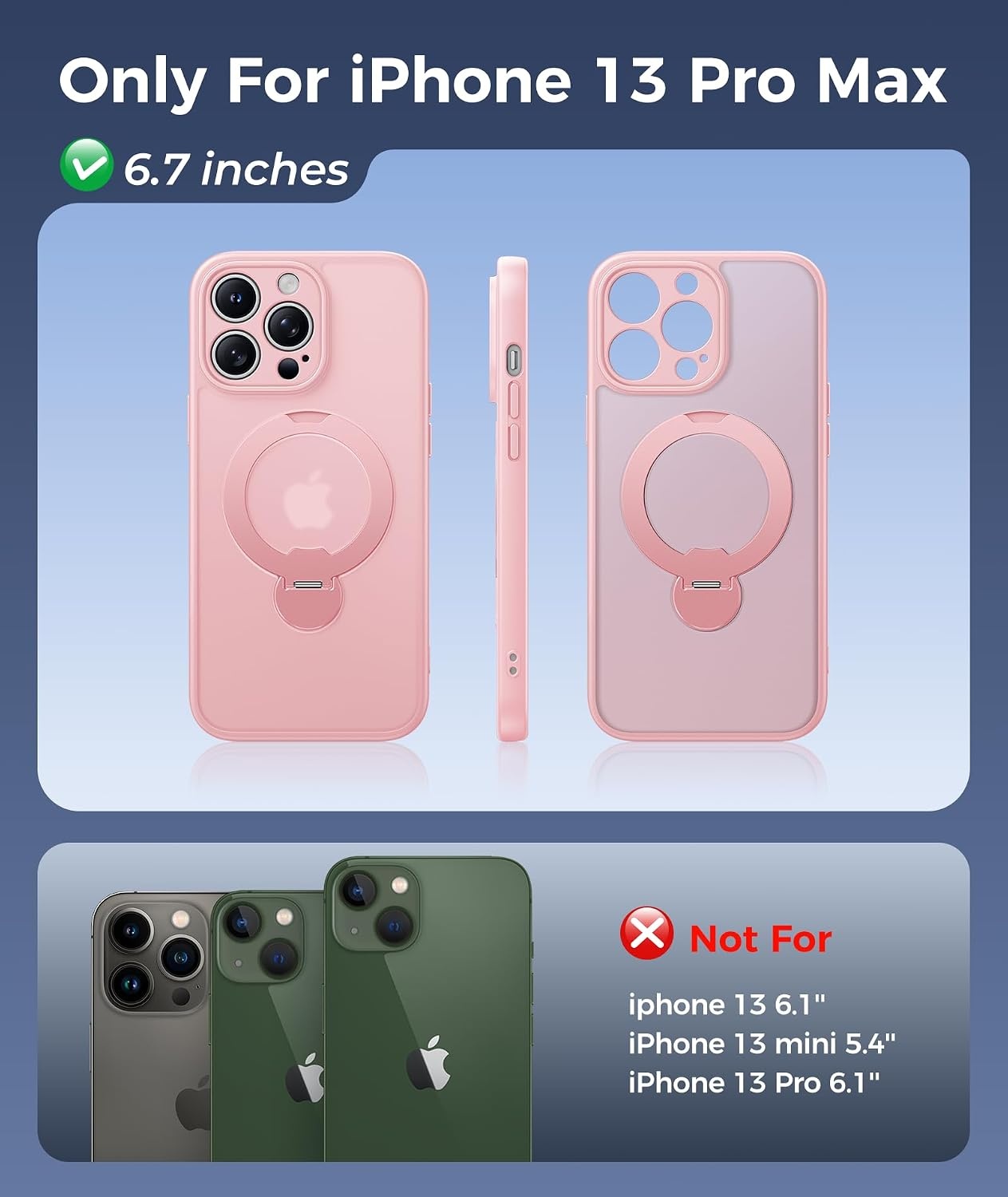 image:imageFNTCASE for iPhone 15 Pro Case with 360 Spin Magnetic Stand Black Compatible with MagsafeScreen ProtectorFull Camera ProtectionTranslucent Matte Military Grade Shockproof Phone CoverPink