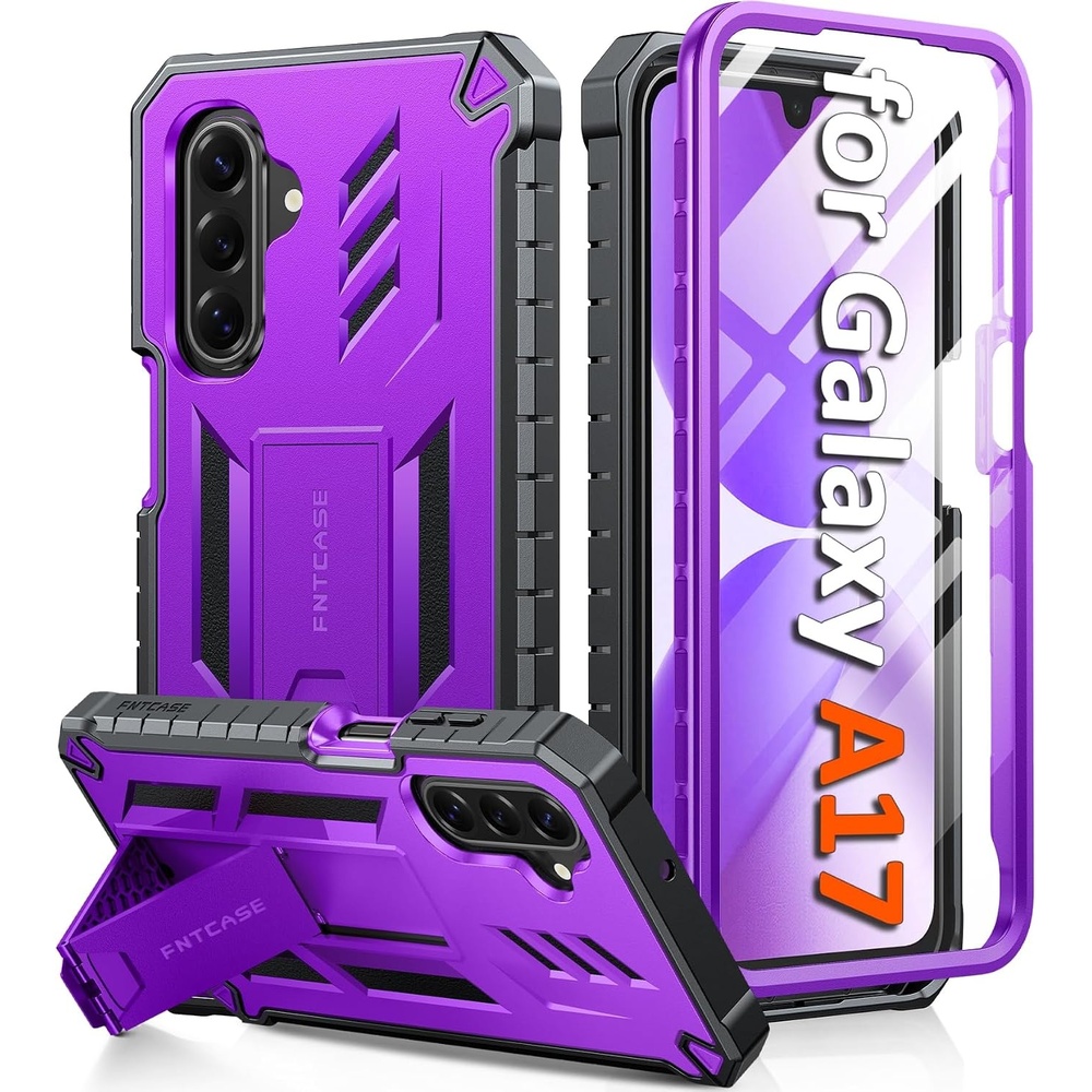 image:imageFNTCASE for Samsung Galaxy Z Flip 8 Case with Builtin Kicktand Black Hinge Protection Screen Protector 20FT Military Grade Drop Proof Heavy Duty Rugged Shockproof Protective Sturdy Phone CoverPurple