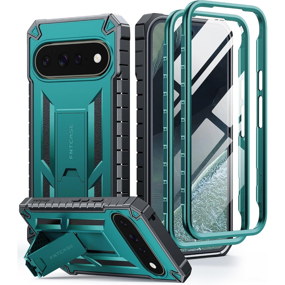 image:imageFNTCASE for Samsung Galaxy Z Flip 8 Case with Builtin Kicktand Black Hinge Protection Screen Protector 20FT Military Grade Drop Proof Heavy Duty Rugged Shockproof Protective Sturdy Phone CoverGreen