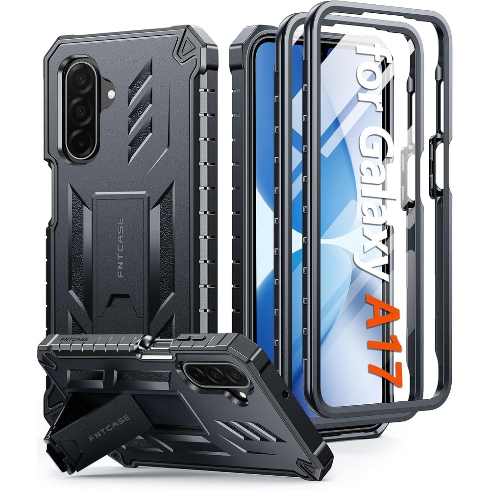 image:imageFNTCASE for Samsung Galaxy Z Flip 8 Case with Builtin Kicktand Black Hinge Protection Screen Protector 20FT Military Grade Drop Proof Heavy Duty Rugged Shockproof Protective Sturdy Phone CoverTBlack