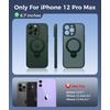 FNTCASE for iPhone 15 Pro Case with 360 Spin Magnetic Stand Black | Compatible with Magsafe,Screen Protector,Full Camera Protection,Translucent Matte Military Grade Shockproof Phone Cover(Green)