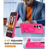 FNTCASE for iPhone 15 Pro Case with 360 Spin Magnetic Stand Black | Compatible with Magsafe,Screen Protector,Full Camera Protection,Translucent Matte Military Grade Shockproof Phone Cover(Z-Hot pink)