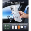FNTCASE for iPhone 15 Pro Case with 360 Spin Magnetic Stand Black | Compatible with Magsafe,Screen Protector,Full Camera Protection,Translucent Matte Military Grade Shockproof Phone Cover(Clear)